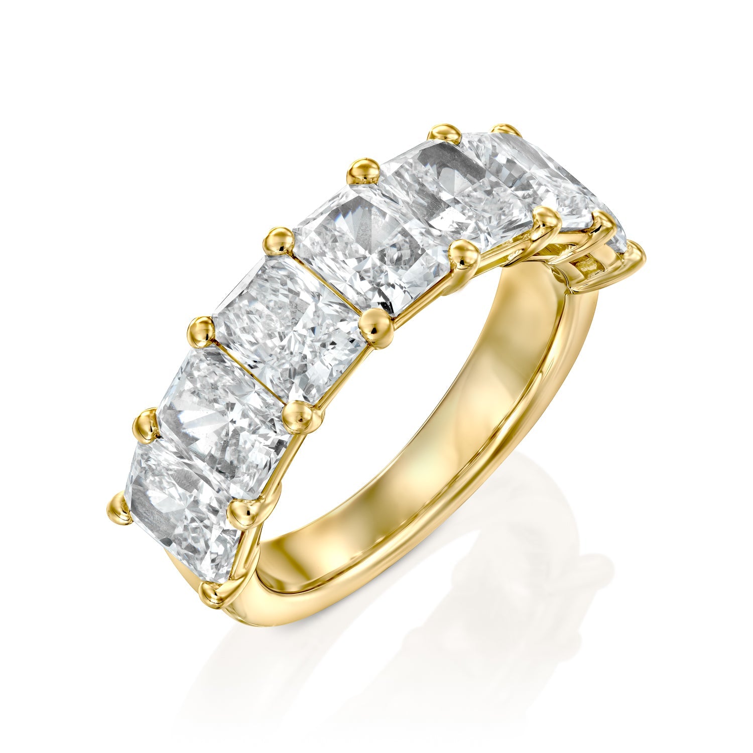 7 Stone 4ct Emile Radiant Cut Moissanite Ring - Gold