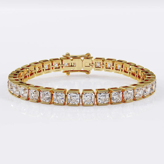 Asscher_cut_tennis_bracelet_Gold La Stella Jewels
