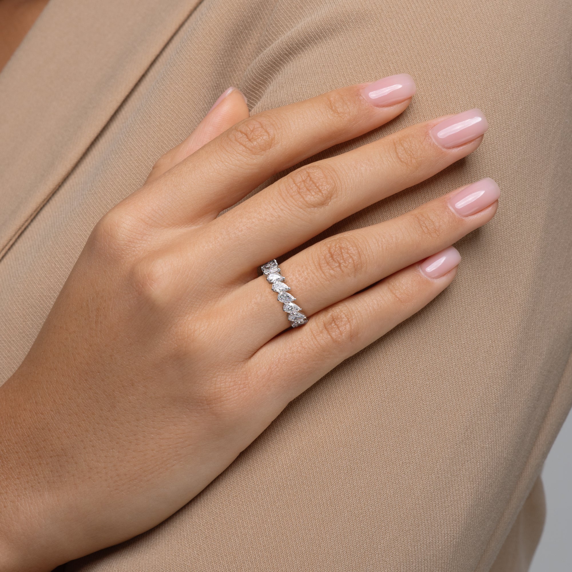 3ct Silvia Pear Cut Moissanite Ring - Silver