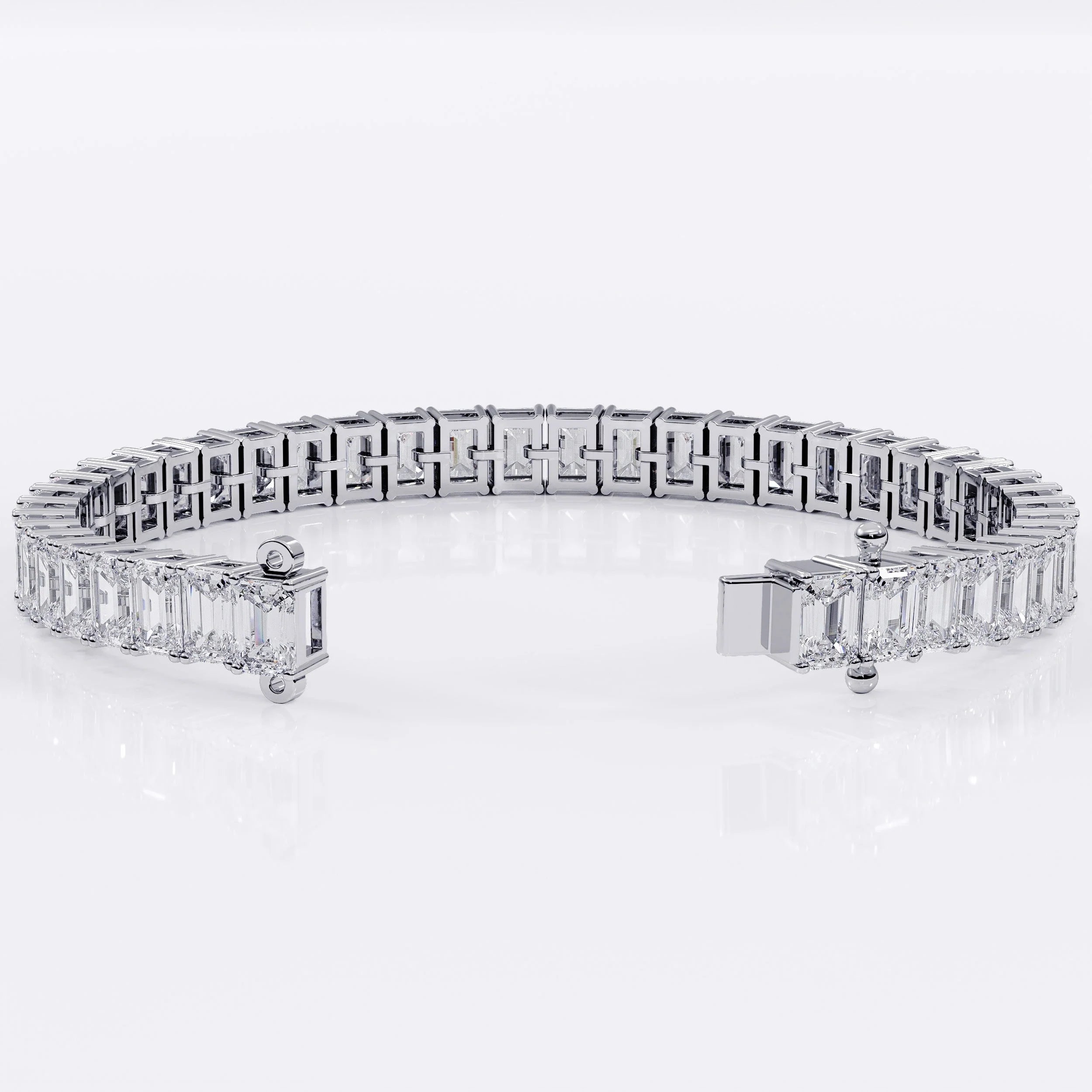 Emerald_cut_tennis_bracelet_silver La Stella Jewels