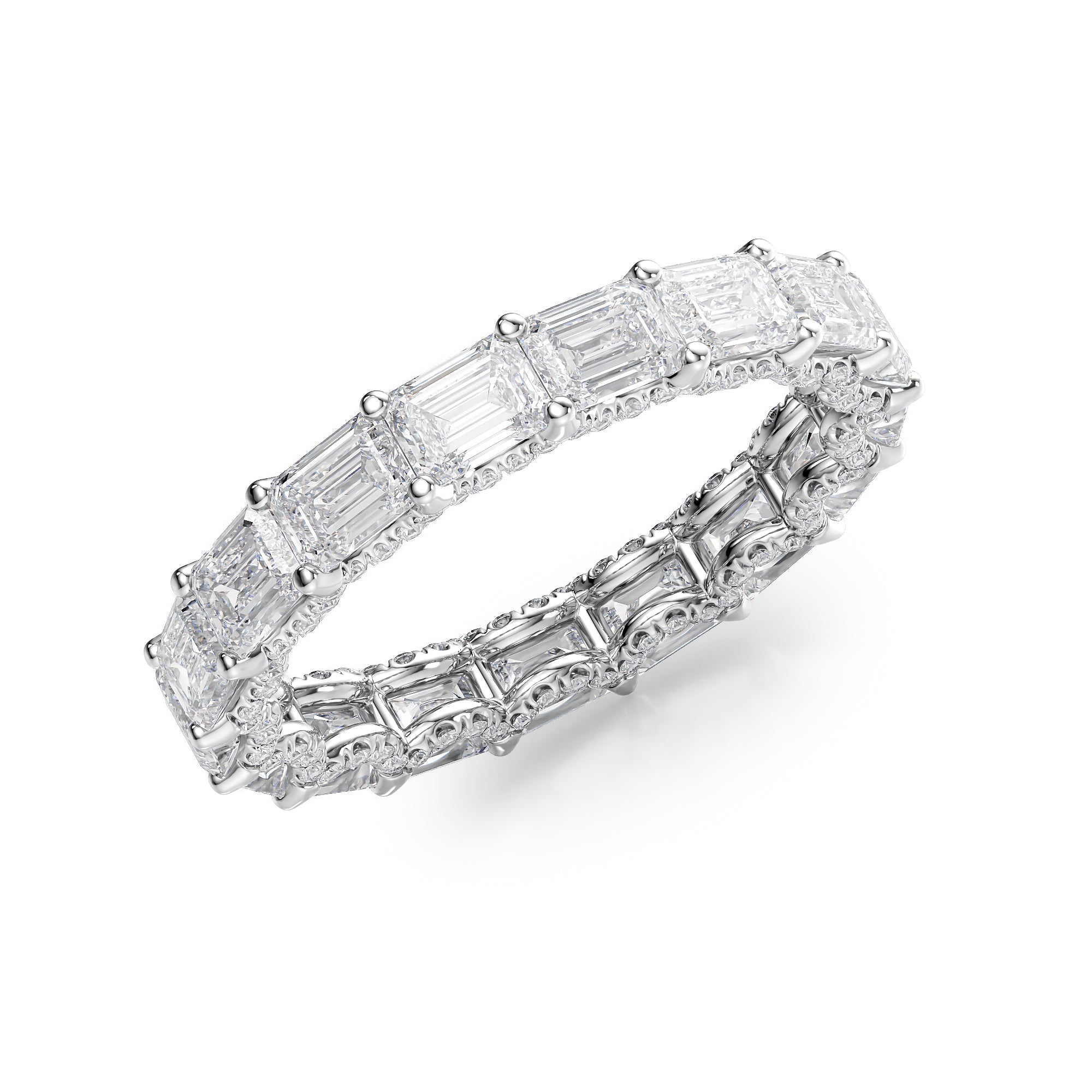 4.3ct Arietta Emerald Cut Moissanite Ring - Silver