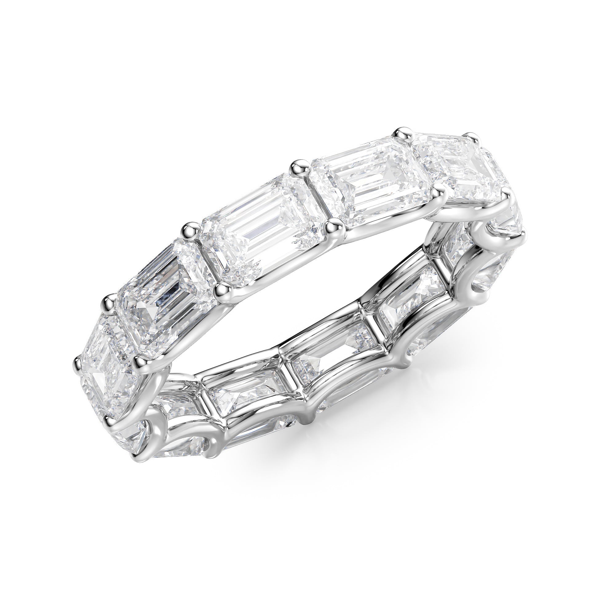 6ct Stefanida Emerald Cut Moissanite Ring - Silver