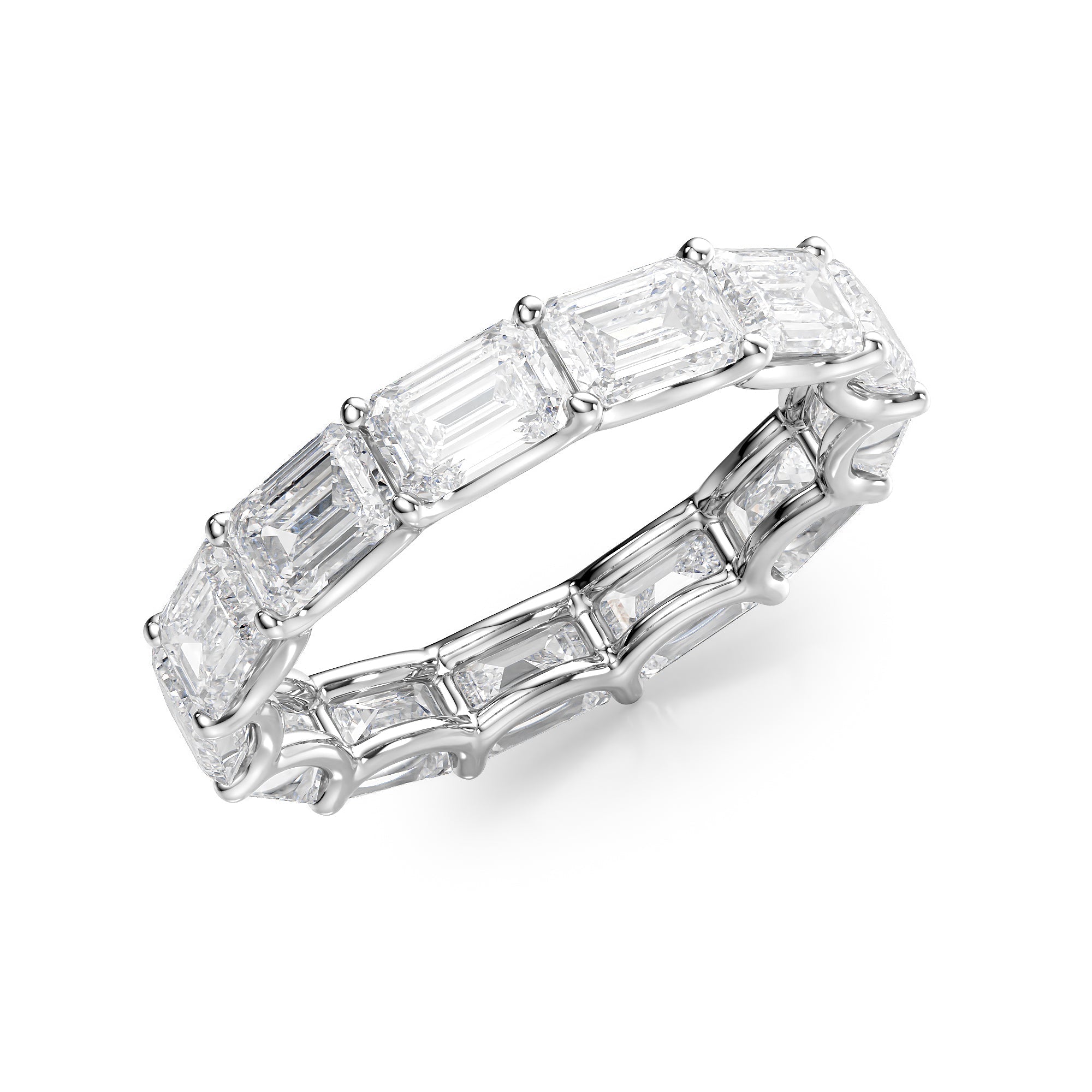 5ct Deva Emerald Cut Moissanite Ring - Silver