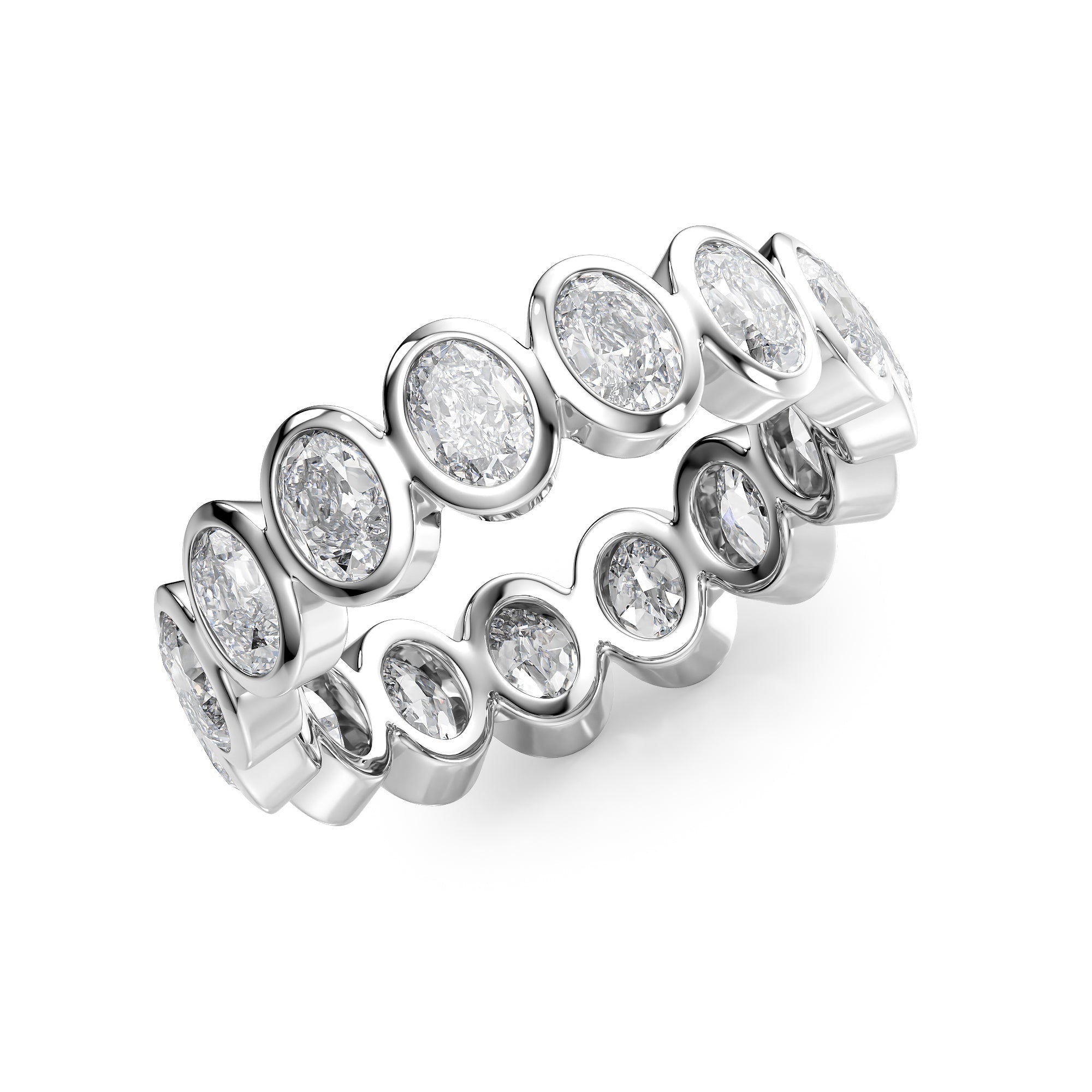 3ct Aurora Oval Cut Moissanite Ring - Silver