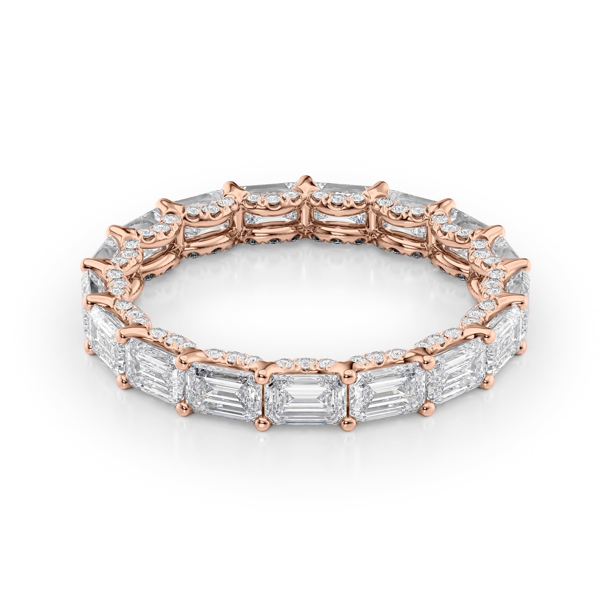 3.8ct Brielle Emerald Cut Moissanite Ring - Rose Gold
