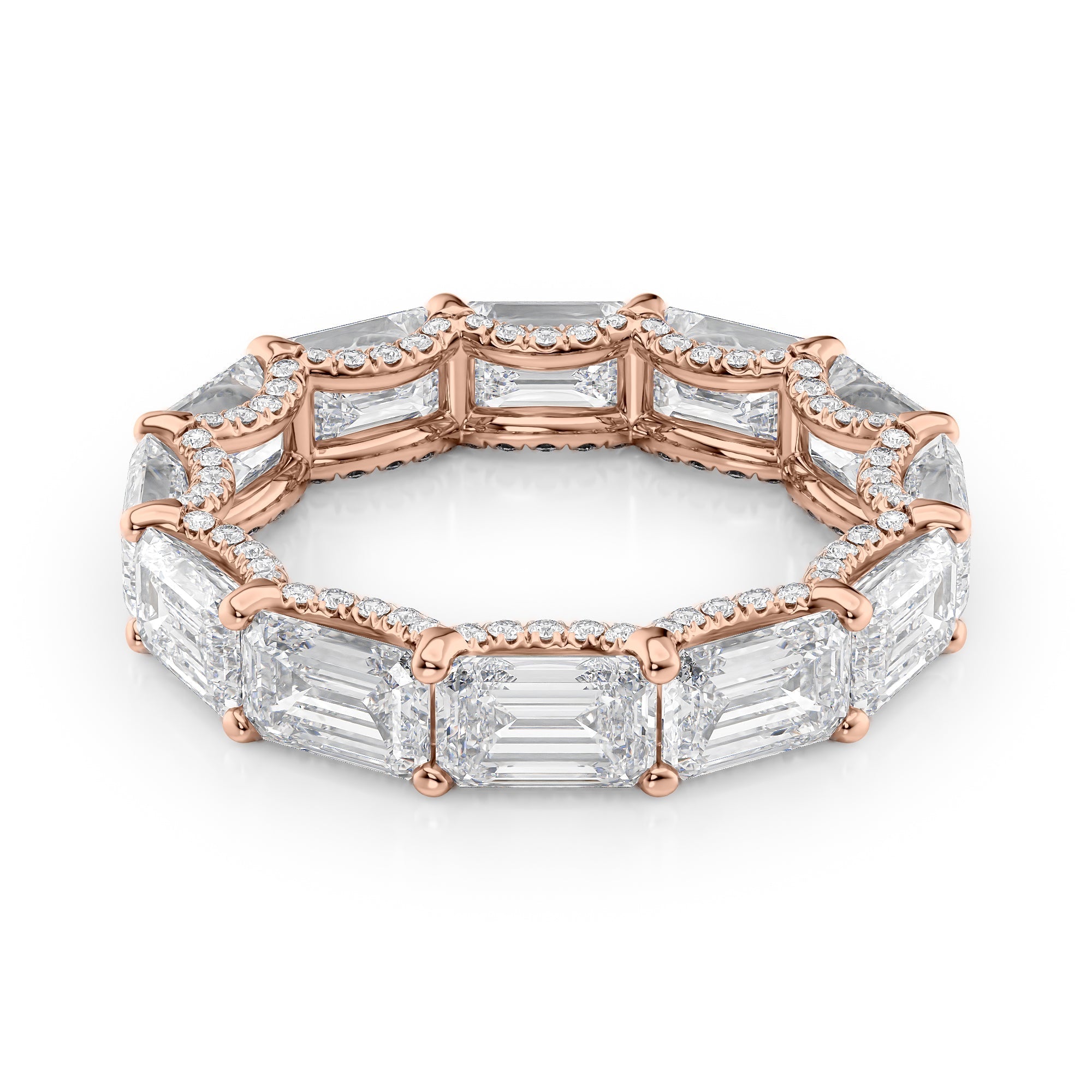 6.3ct Emara Emerald Cut Moissanite Ring - Rose Gold