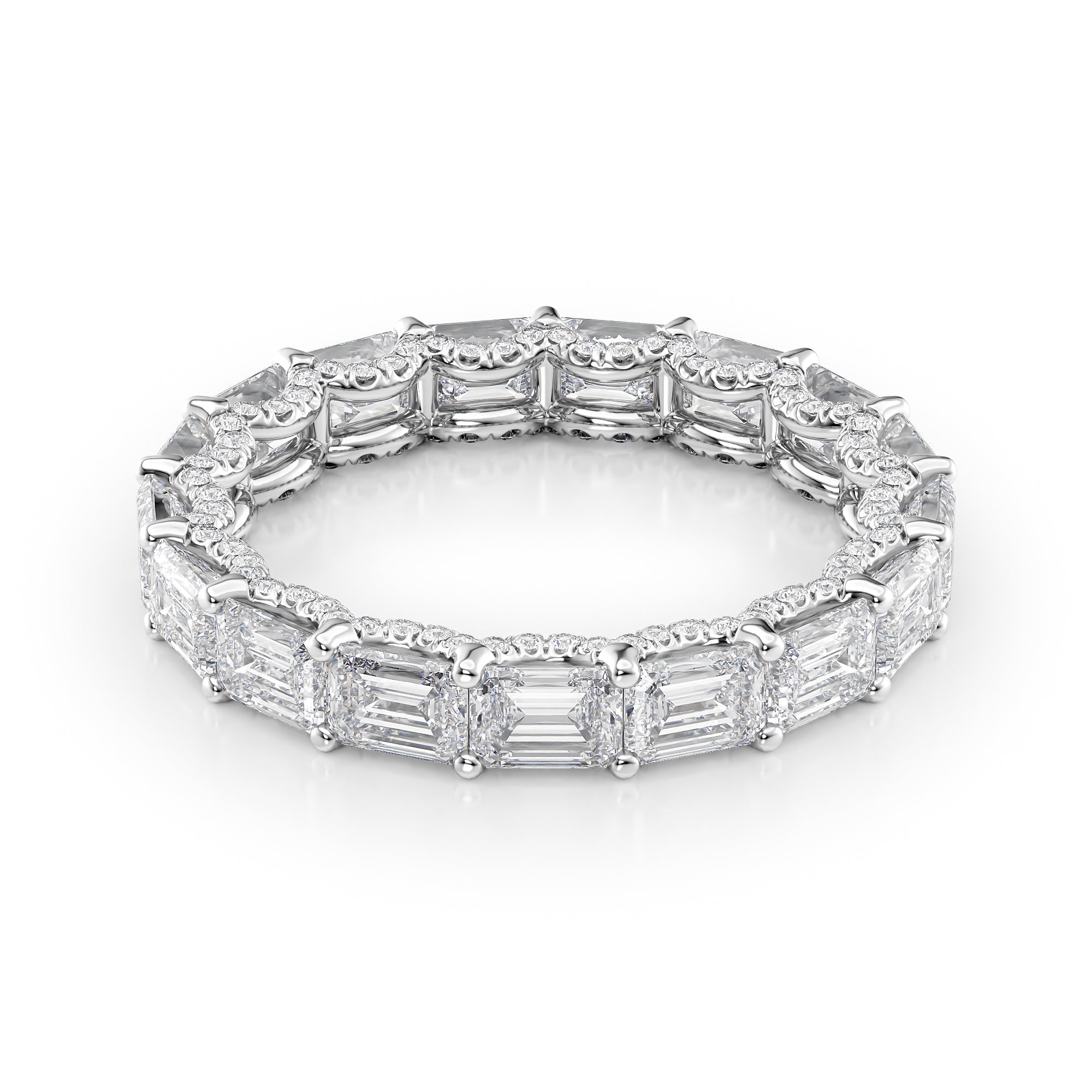 4.3ct Arietta Emerald Cut Moissanite Ring - Silver