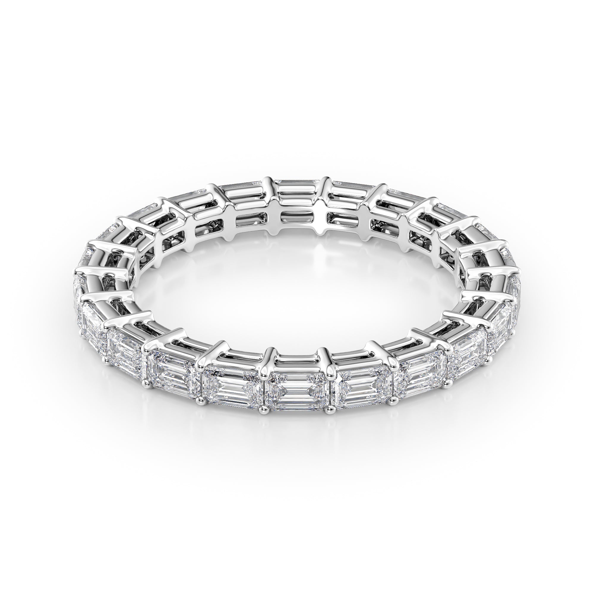 2ct Alira Emerald Cut Moissanite Ring - Silver