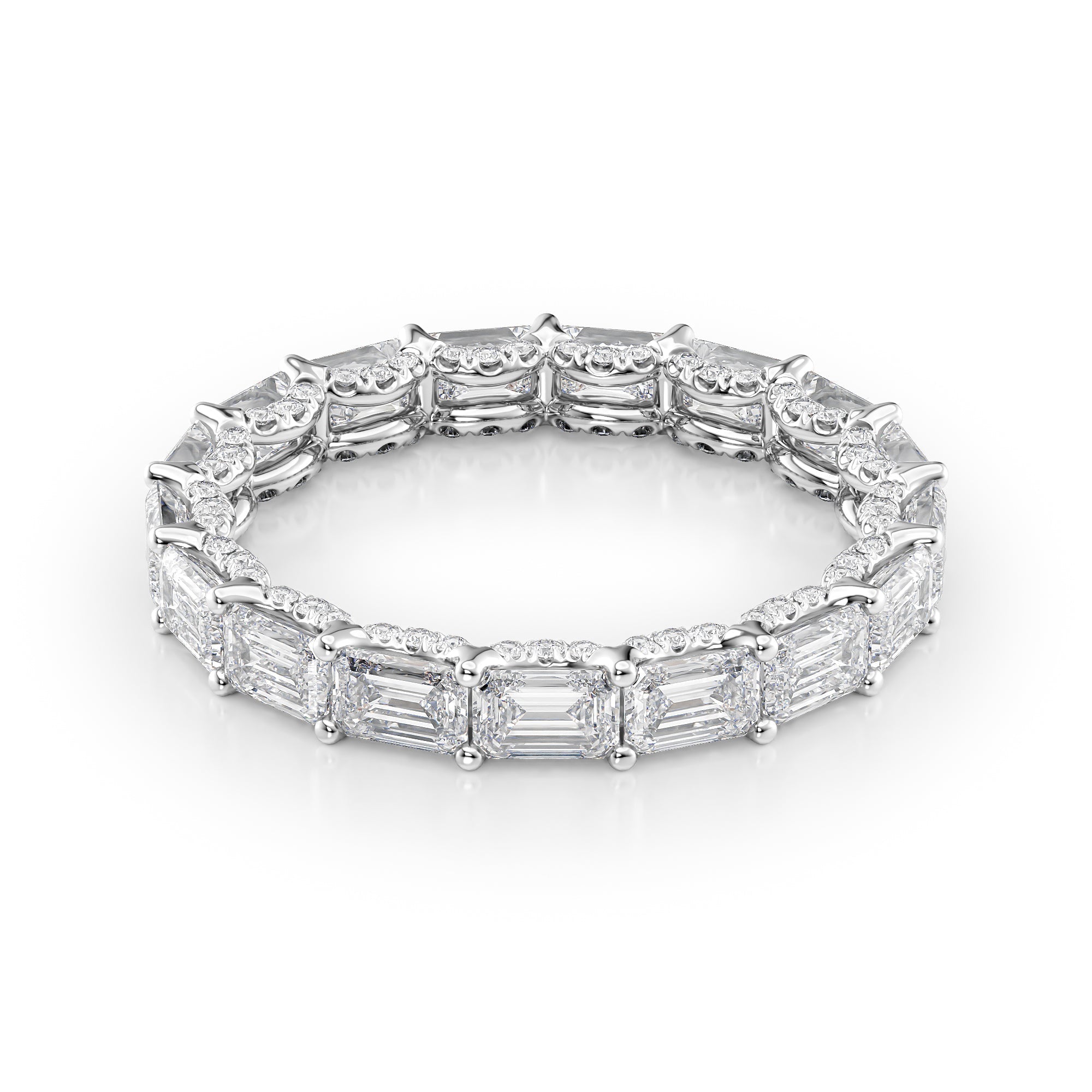 3.8ct Brielle Emerald Cut Moissanite Ring - Silver