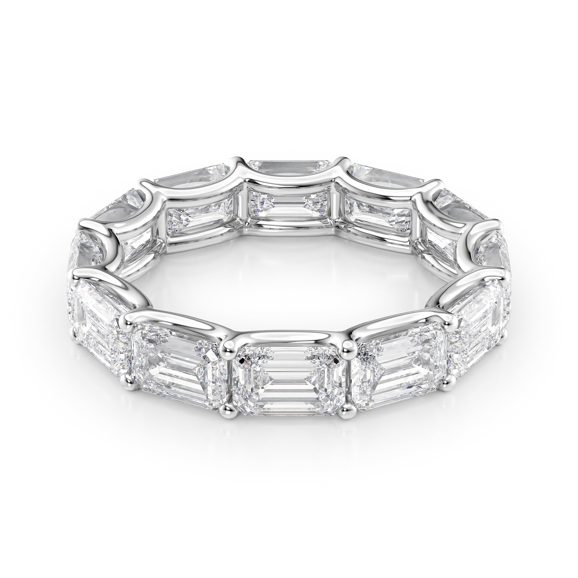 6ct Stefanida Emerald Cut Moissanite Ring - Silver