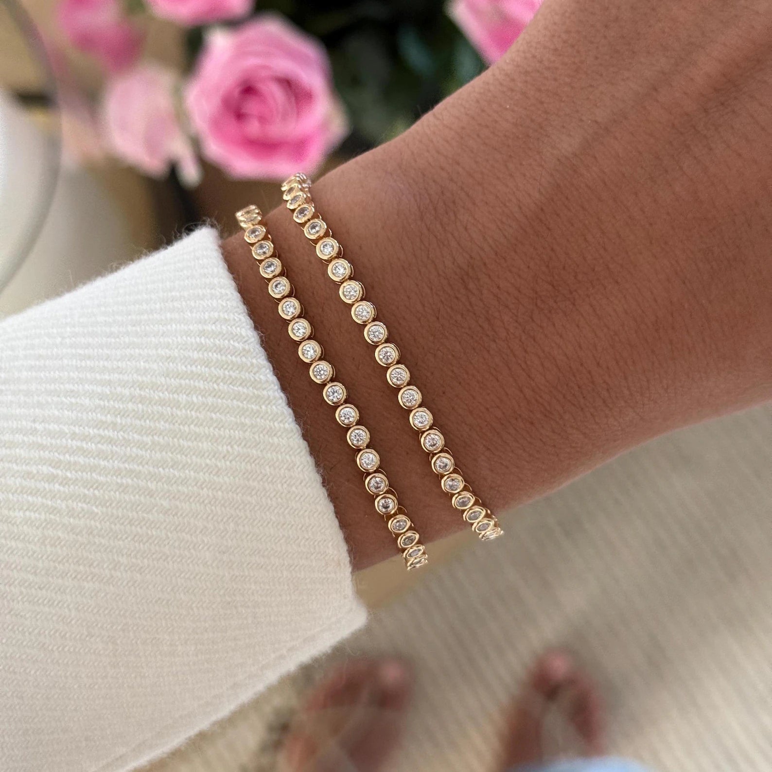 Bezel Moissanite Tennis Bracelet