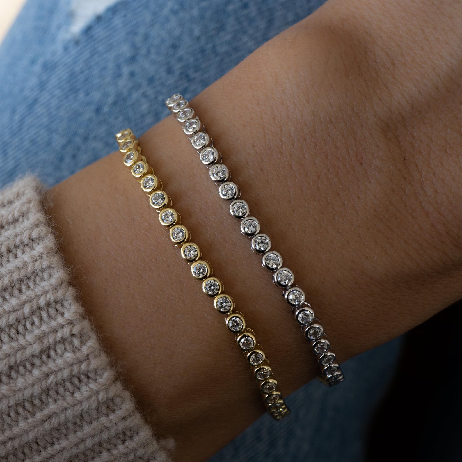 Bezel Moissanite Tennis Bracelet