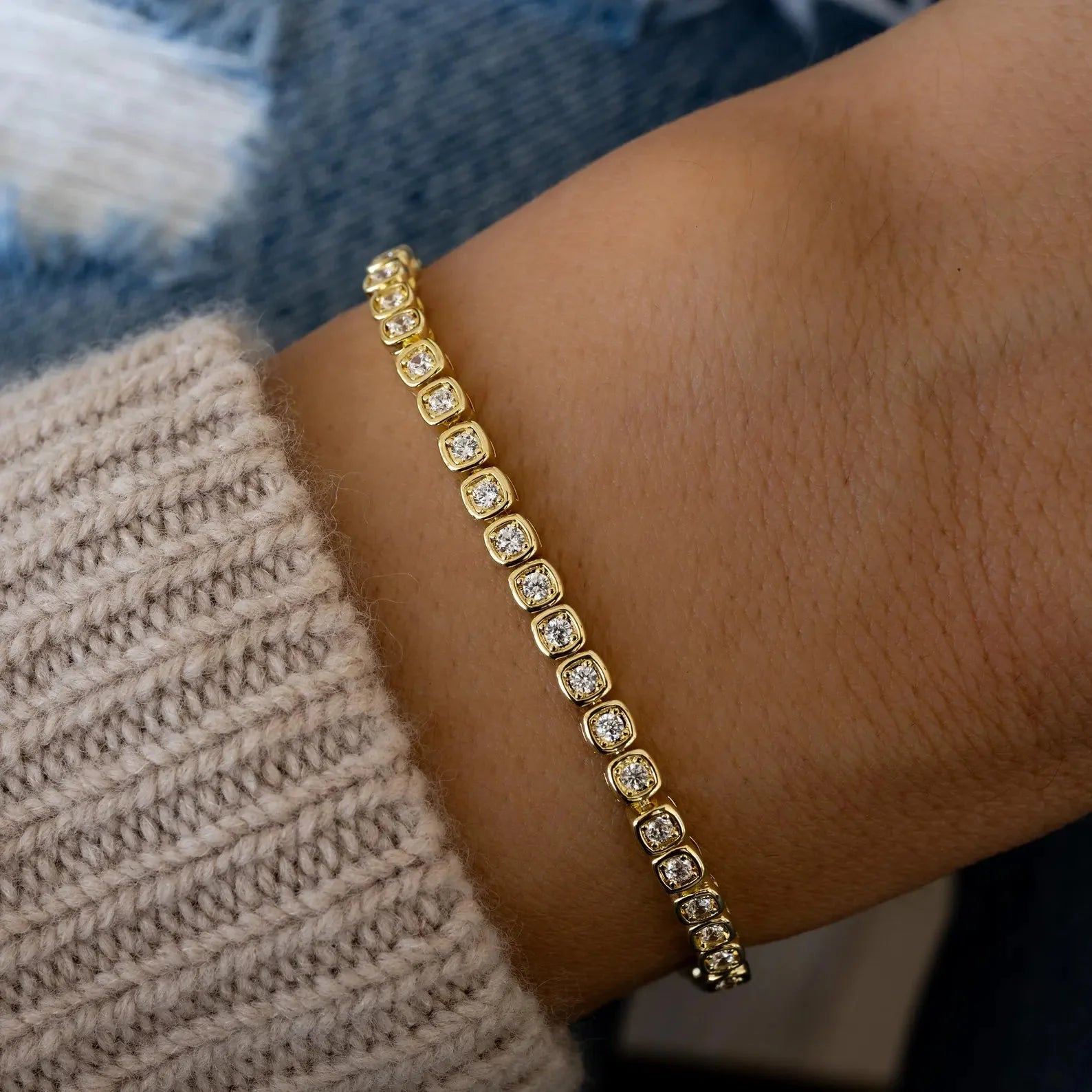 3mm Square Bezel Diamond Tennis Bracelet La Stella Jewels