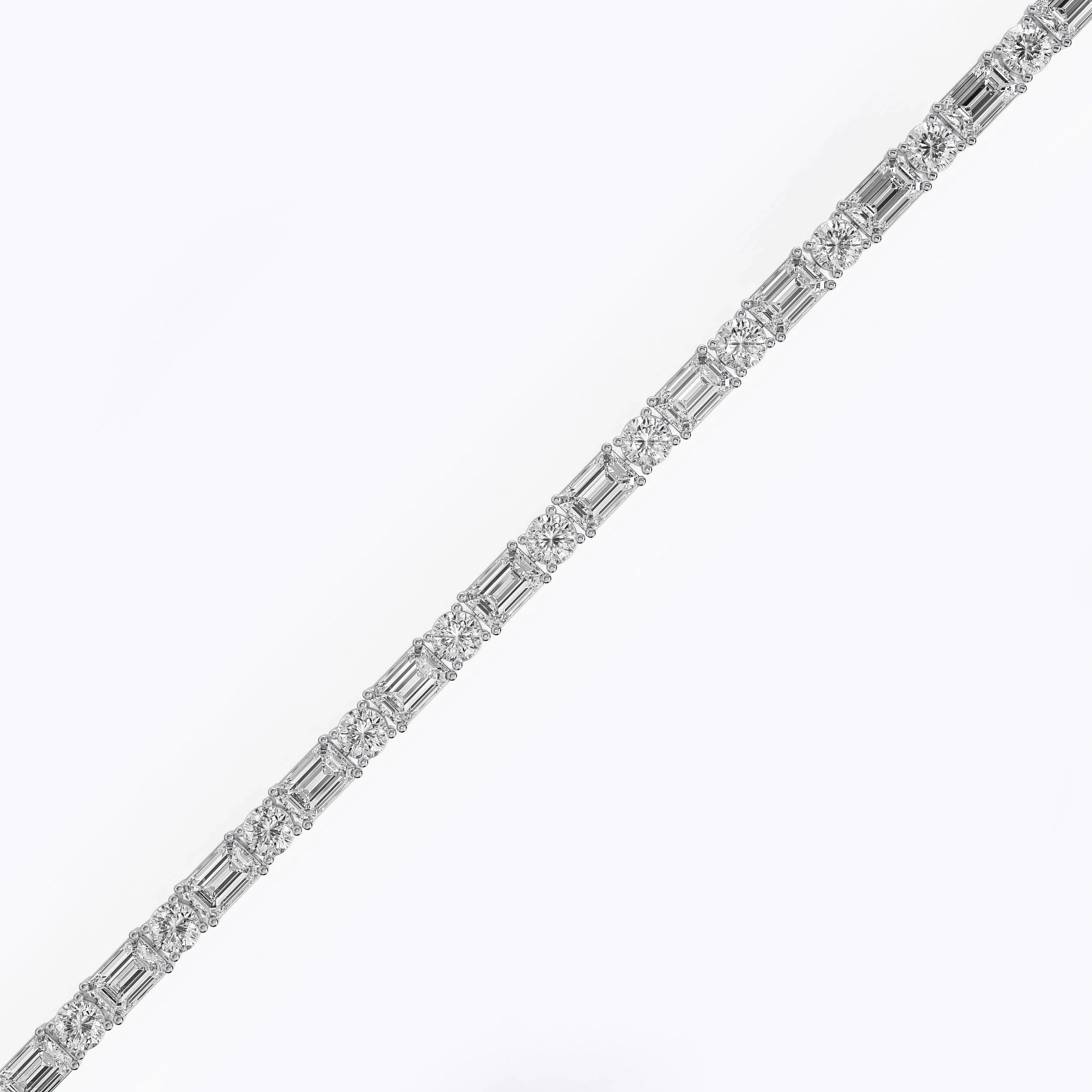 Mixed Cut Emerald & Round Diamond Tennis Bracelet La Stella Jewels