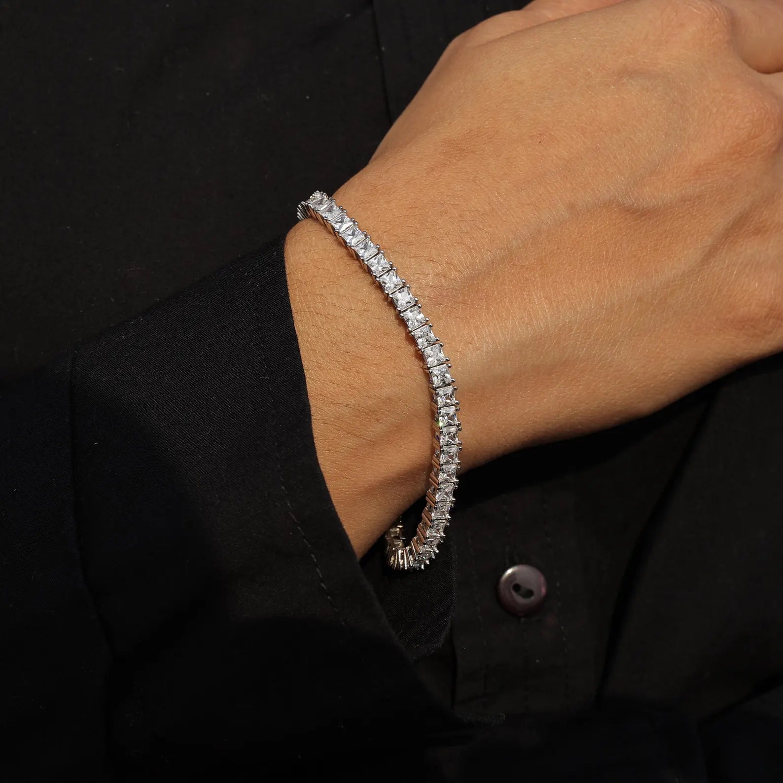 princess_cut_tennis_bracelet_for_women_silver La Stella jewels