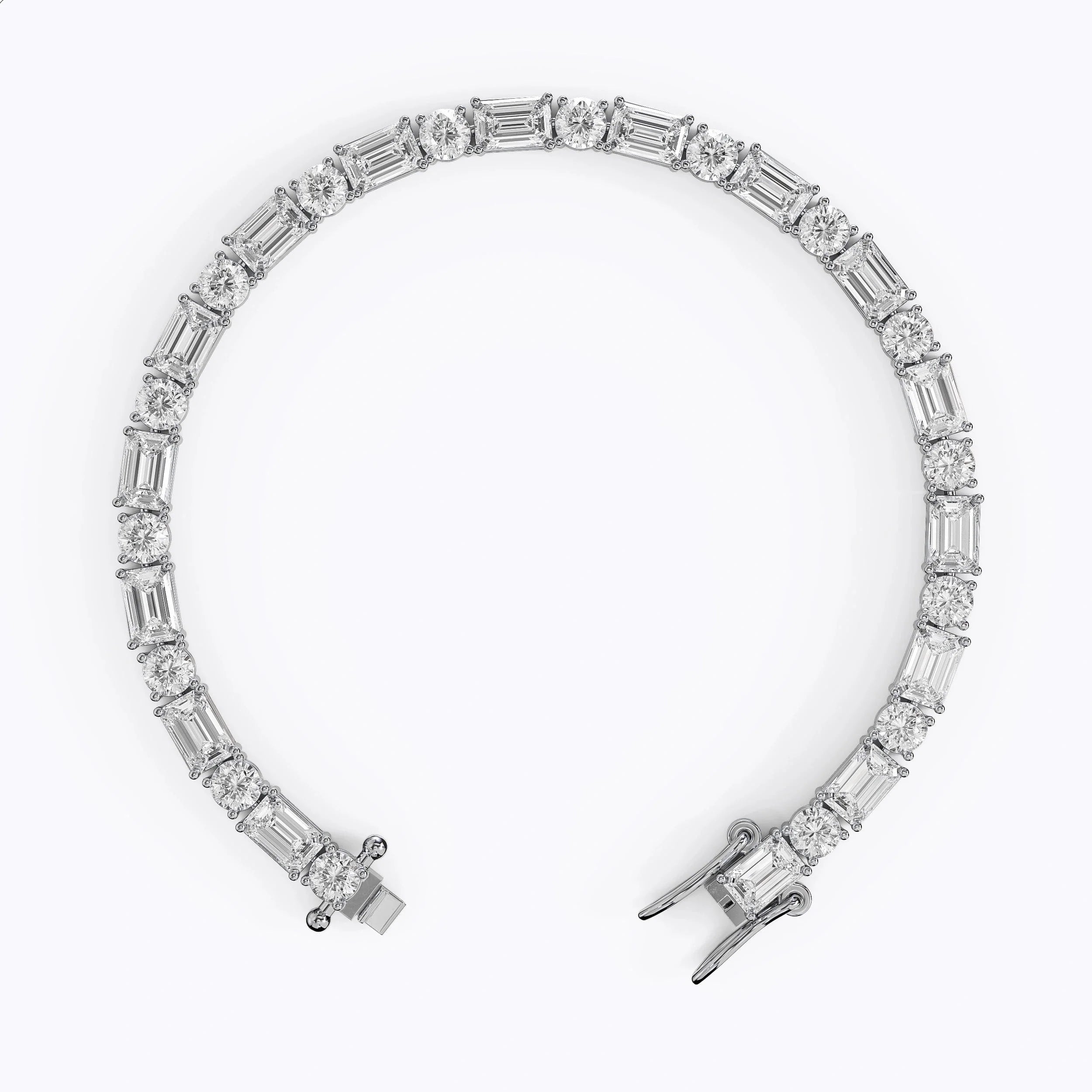 Mixed Cut Emerald & Round Diamond Tennis Bracelet La Stella Jewels