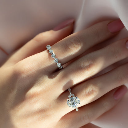 2ct Demetria Round Cut Moissanite Ring - Silver