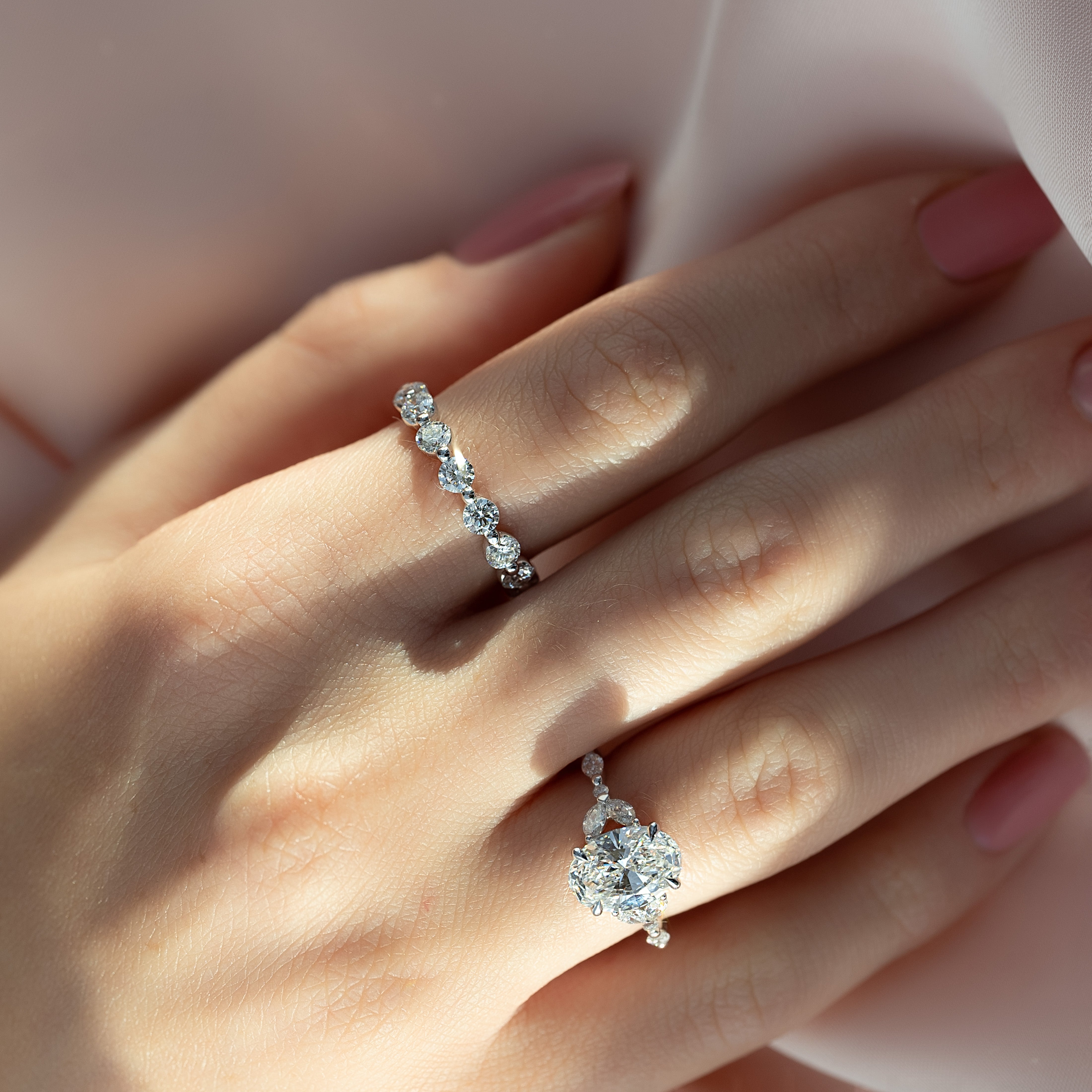 2ct Demetria Round Cut Moissanite Ring - Silver