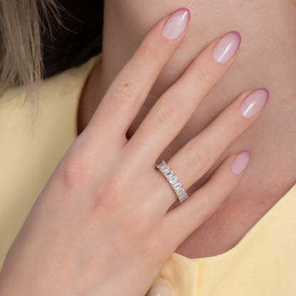 5ct Filomela Emerald Cut Moissanite Ring - Silver