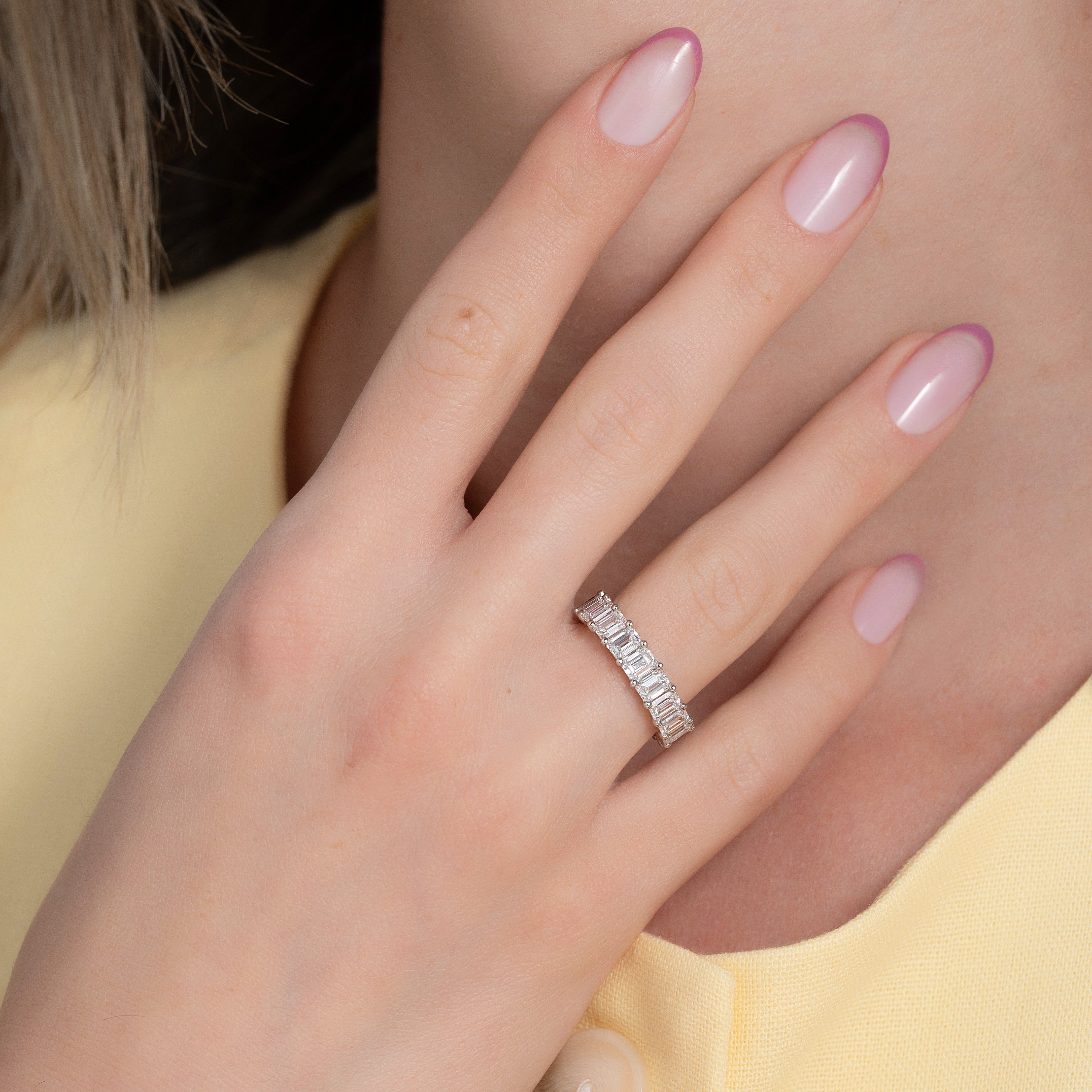 5ct Filomela Emerald Cut Moissanite Ring - Silver