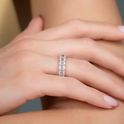 5ct Filomela Emerald Cut Moissanite Ring - Silver