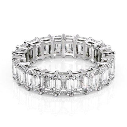 6ct Emena Emerald Cut Moissanite Ring - Silver