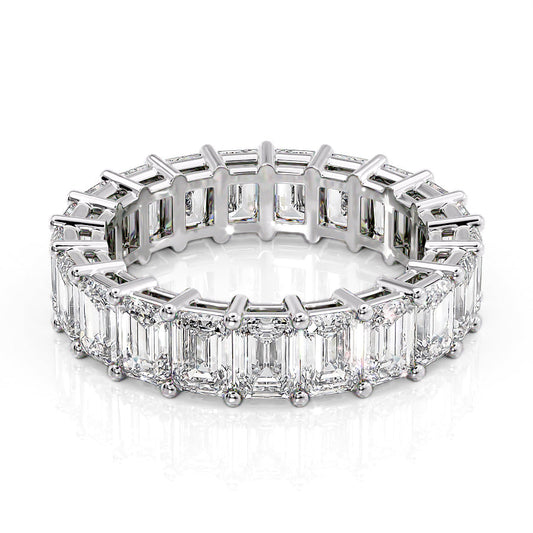 6ct Emena Emerald Cut Moissanite Ring - Silver