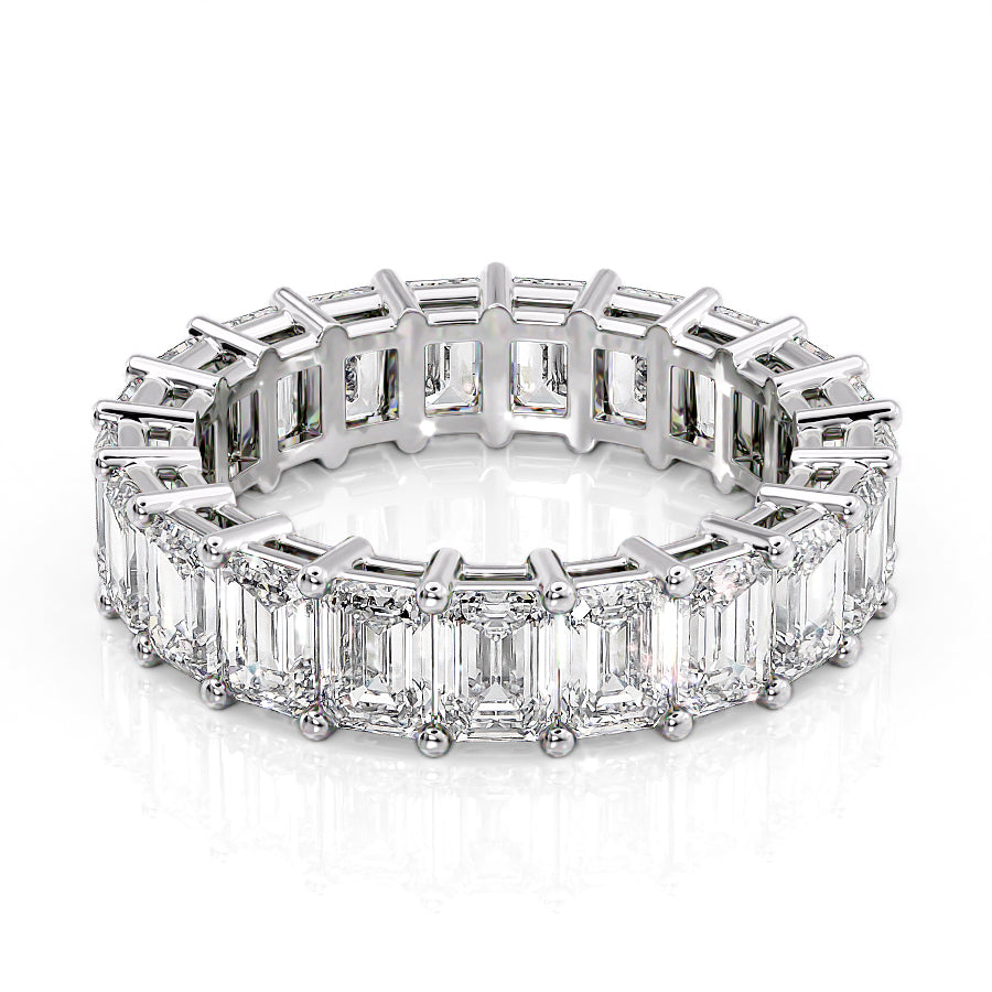 6ct Emena Emerald Cut Moissanite Ring - Silver