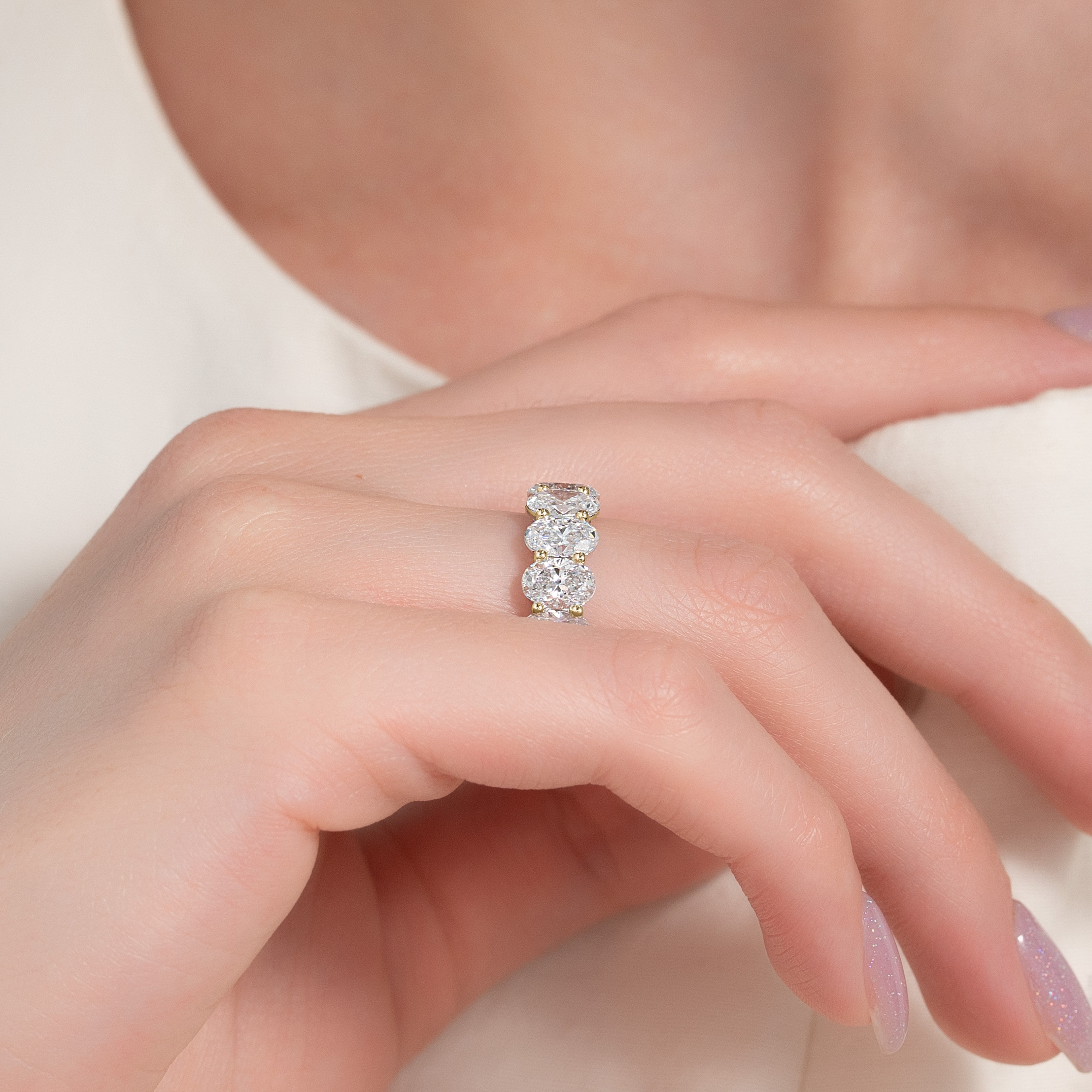 7ct Surena Oval Cut Moissanite Ring - Gold