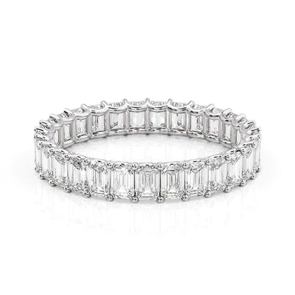 3ct Lena Emerald Cut Moissanite Ring - Silver