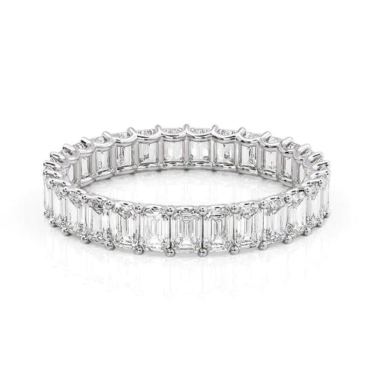 3ct Lena Emerald Cut Moissanite Ring - Silver