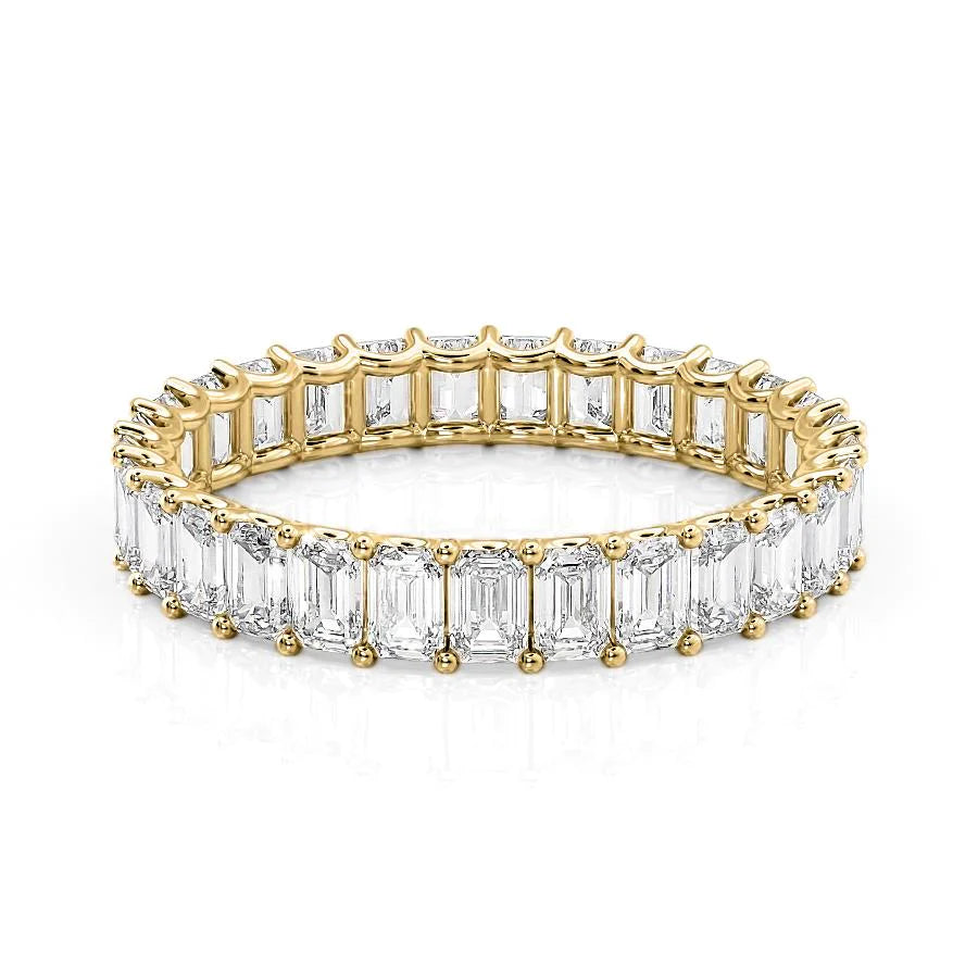 3ct Lena Emerald Cut Moissanite Ring - Gold