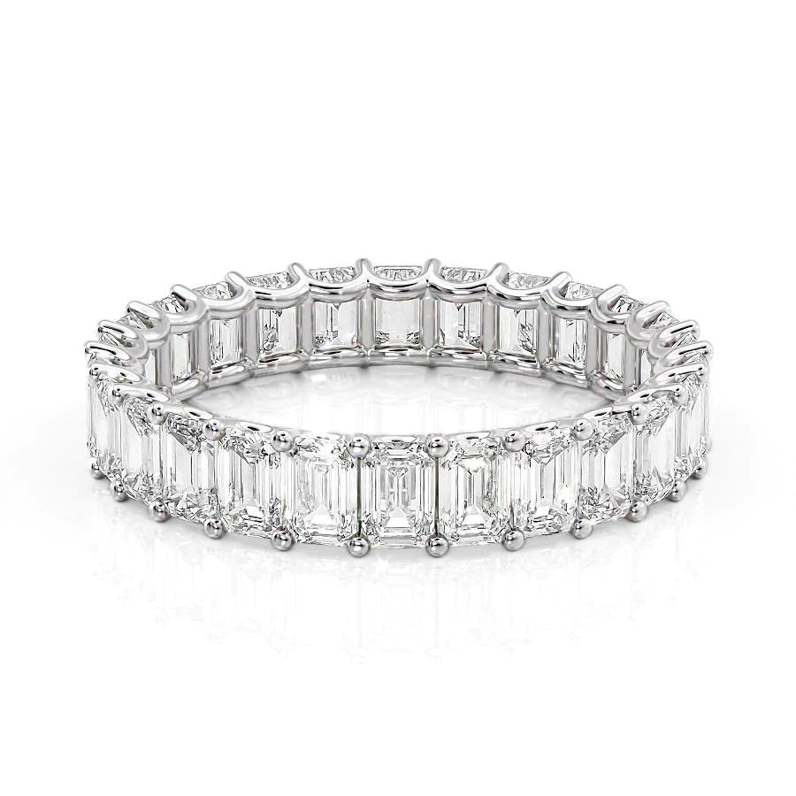 4ct Ellise Emerald Cut Moissanite Ring - Silver