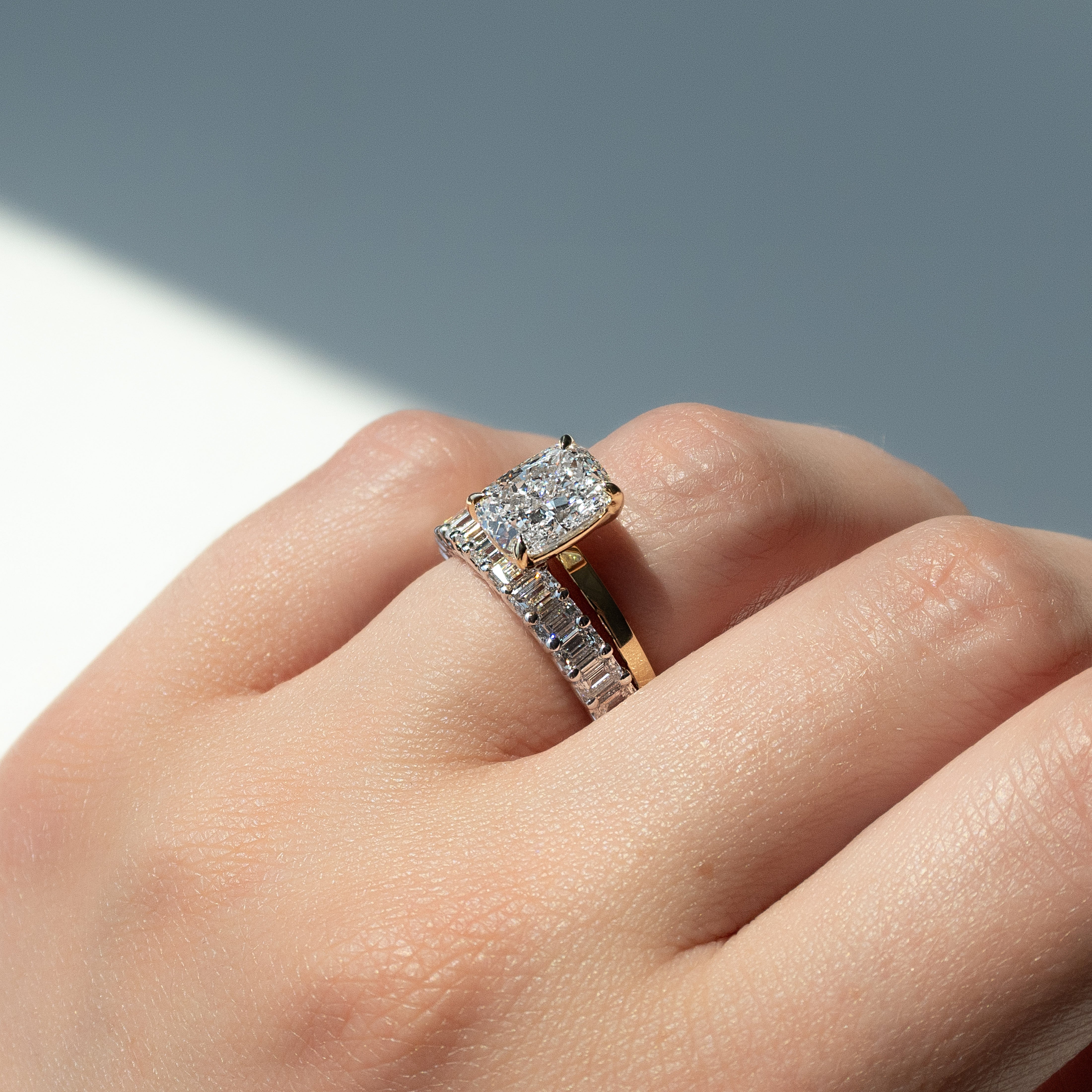 3ct Lena Emerald Cut Moissanite Ring - Silver