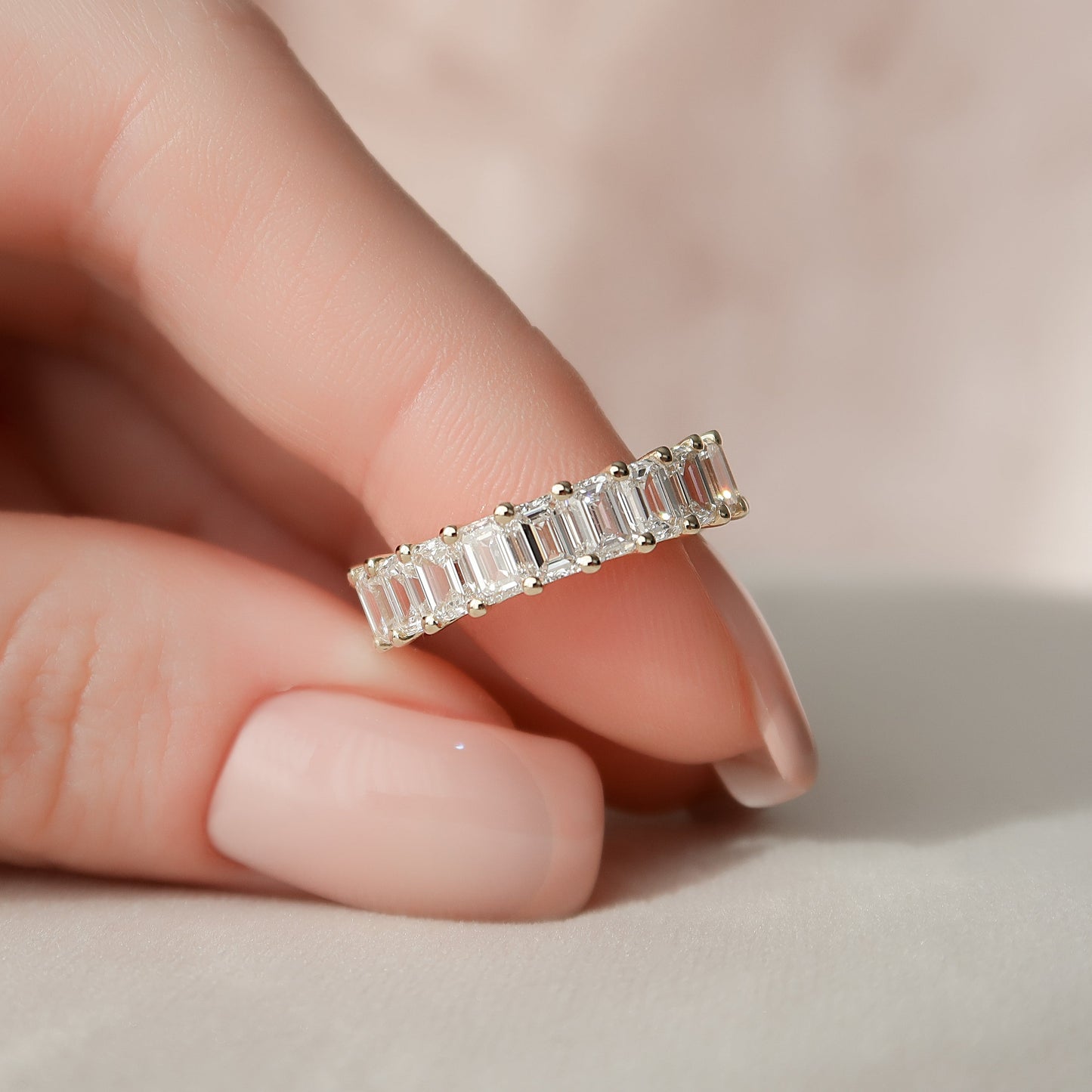 4ct Ellise Emerald Cut Moissanite Ring - Gold