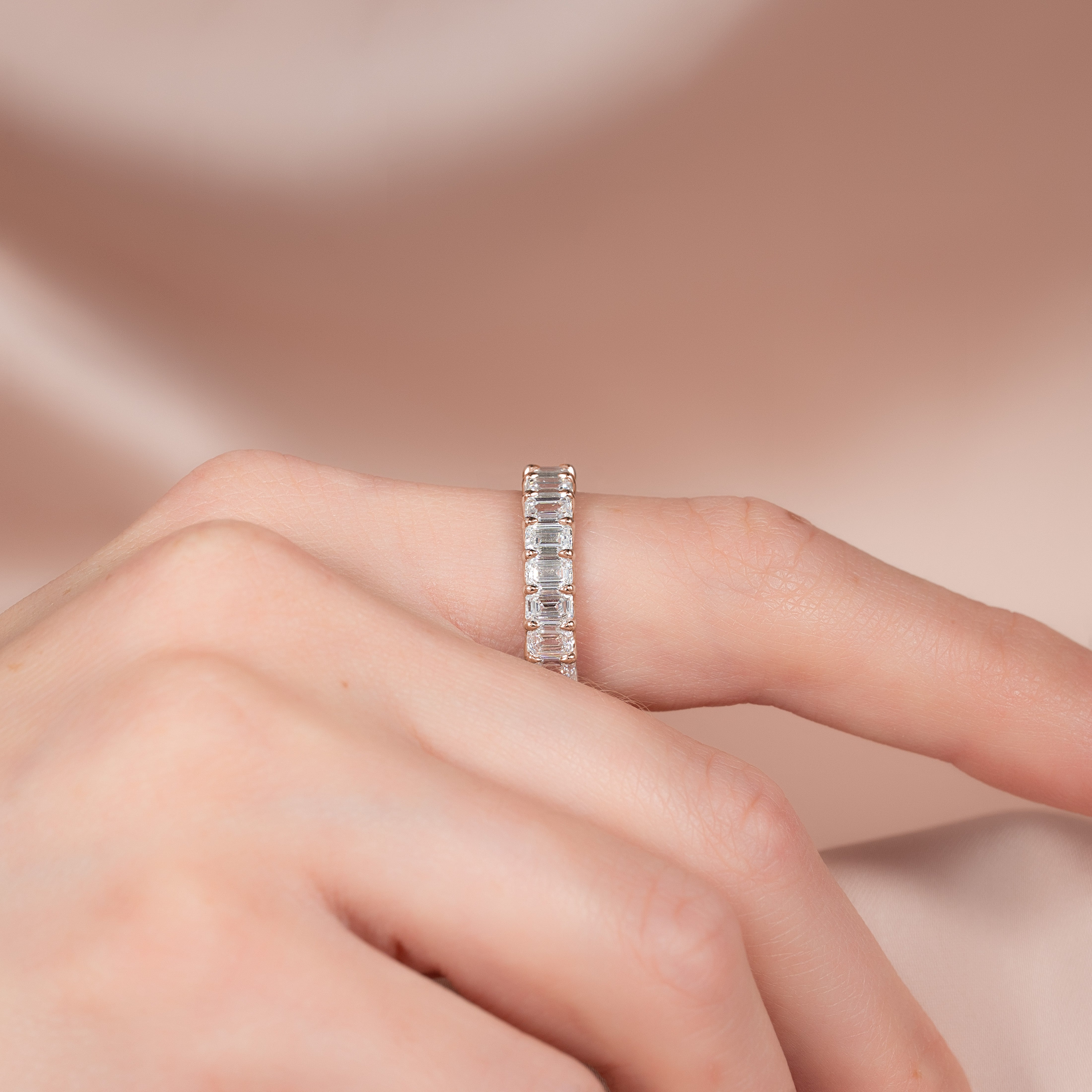 5ct Tarana Emerald Cut Moissanite Ring - Rose Gold