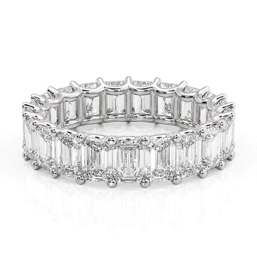6ct Elodie Emerald Cut Moissanite Ring - Silver