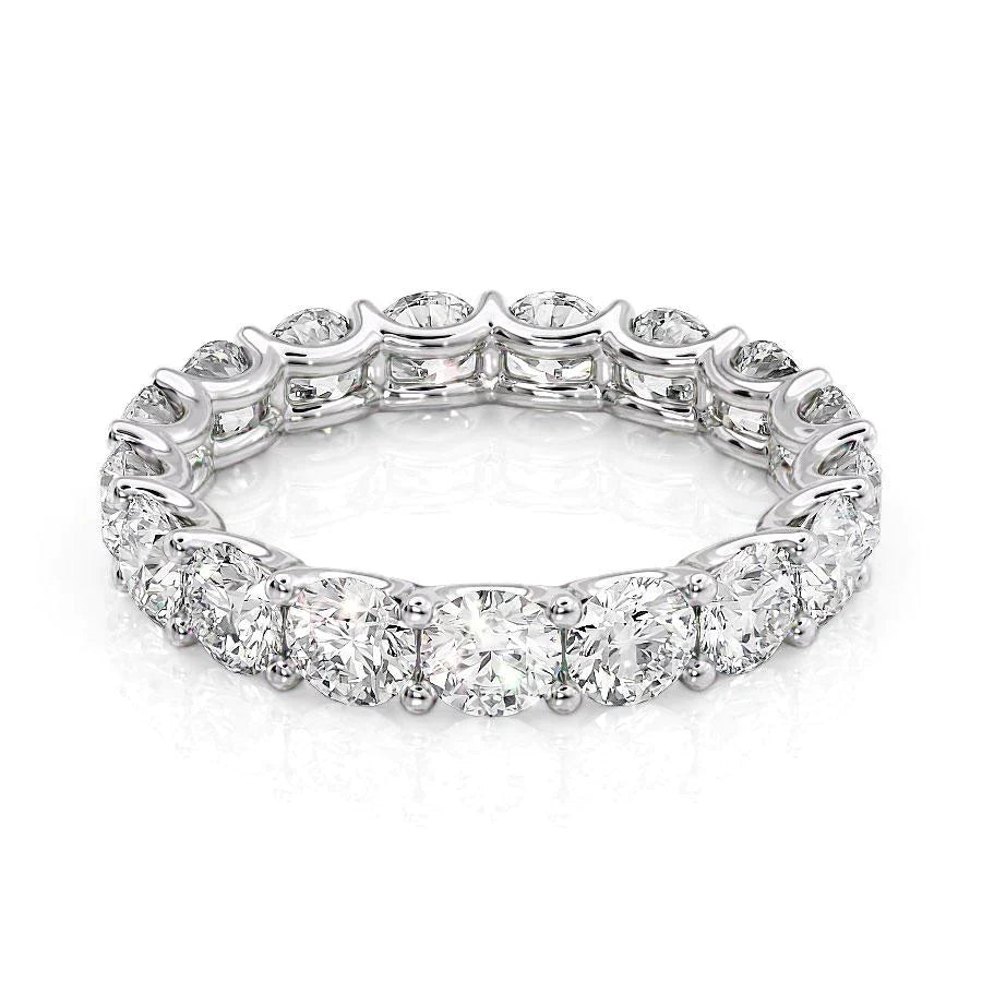 3.5ct Marina Round Cut Moissanite Ring - Silver