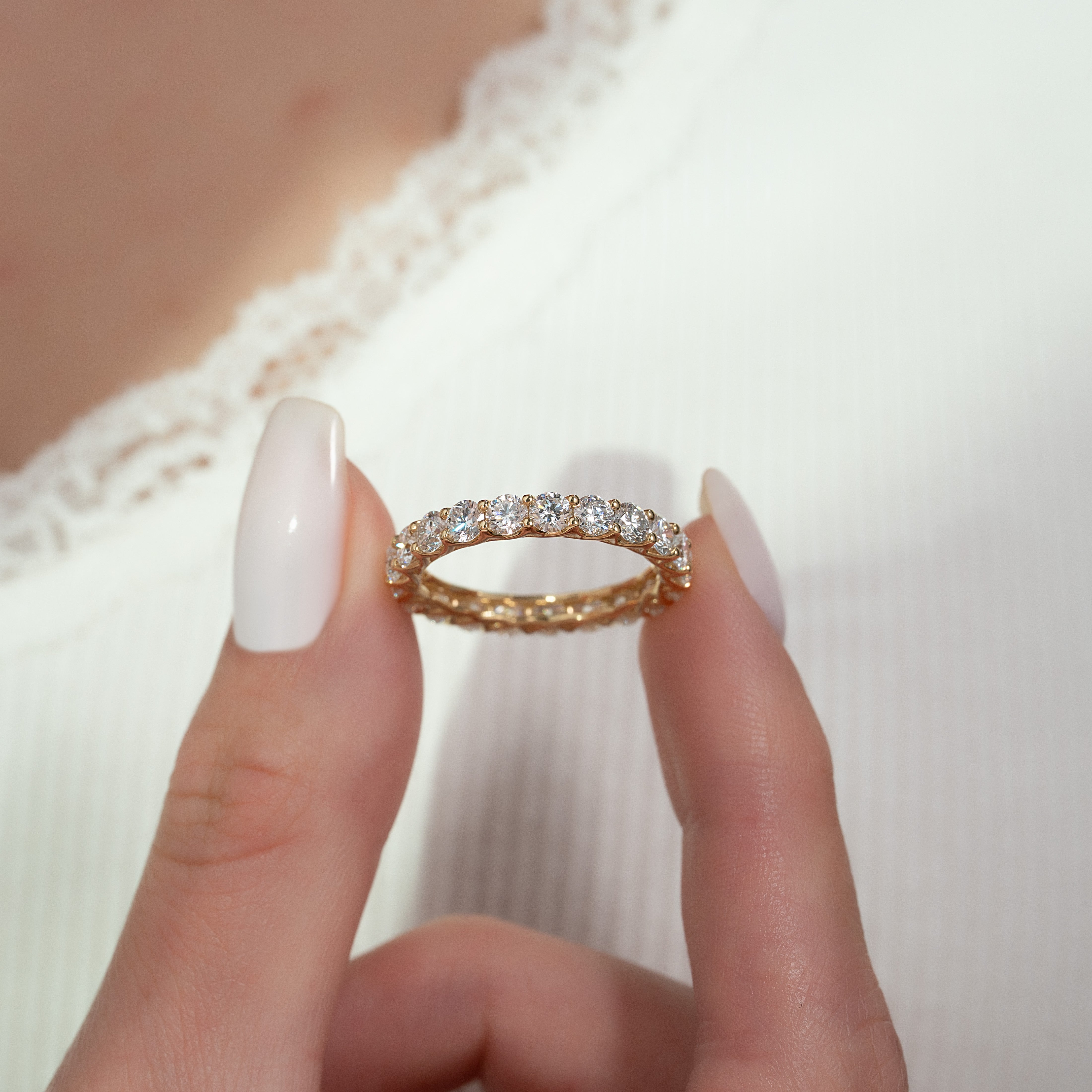 3ct Daniela Round Cut Moissanite Ring - Gold