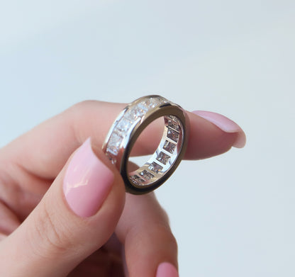 5.5ct Blossom Princess Cut Moissanite Ring - Silver