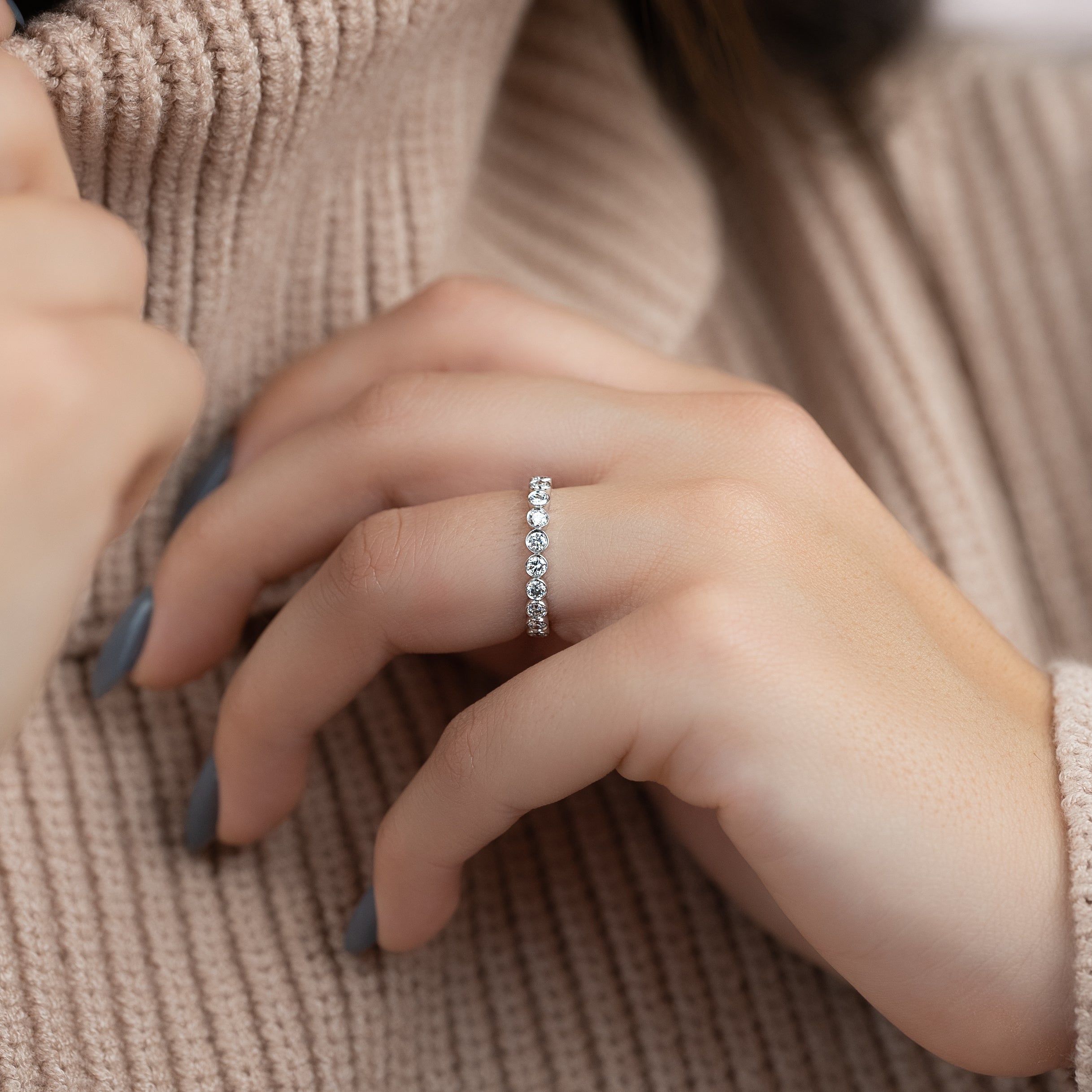 1ct Aliana Round Cut Moissanite Ring - Silver