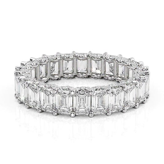 5.3ct Basilia Emerald Cut Moissanite Ring - Silver