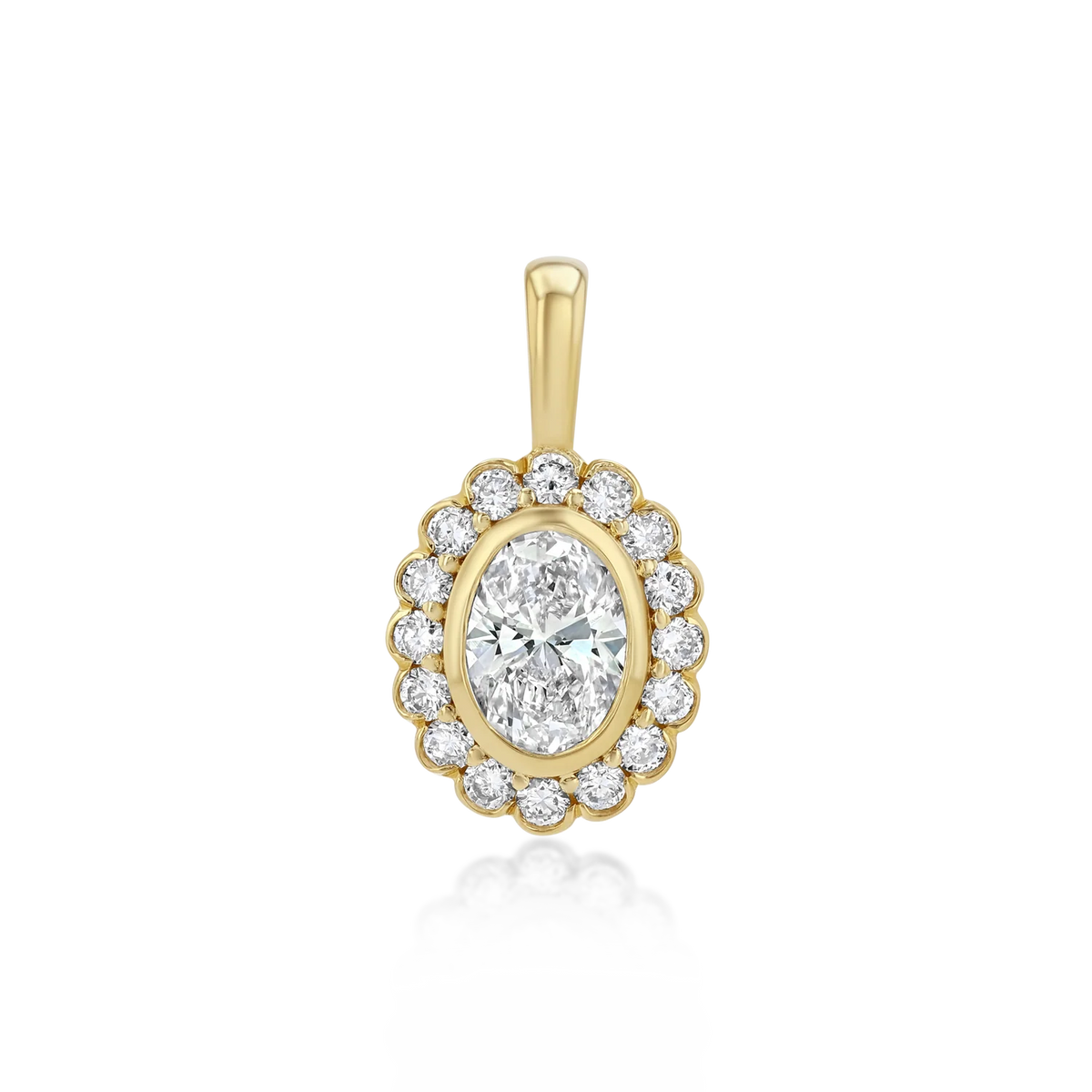 Sunflower Moissanite Pendant Necklace | Oval Moissanite Halo