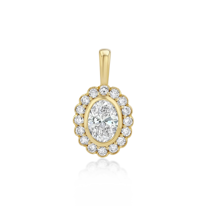 Sunflower Moissanite Pendant Necklace | Oval Moissanite Halo