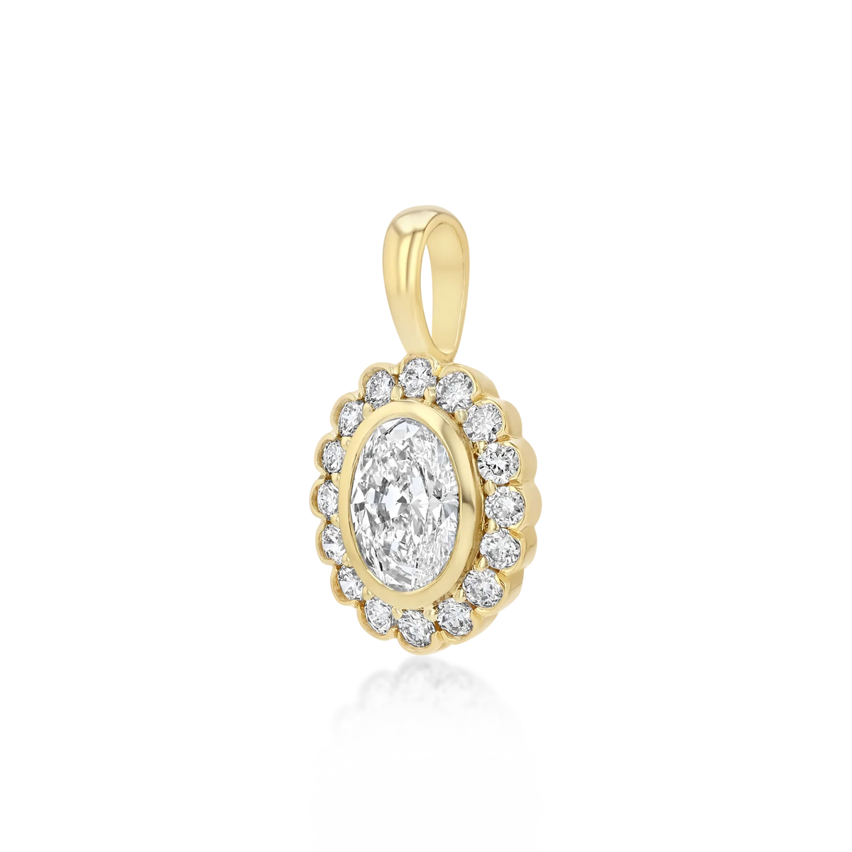 Sunflower Moissanite Pendant Necklace | Oval Moissanite Halo
