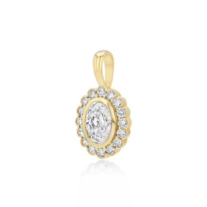 Sunflower Moissanite Pendant Necklace | Oval Moissanite Halo