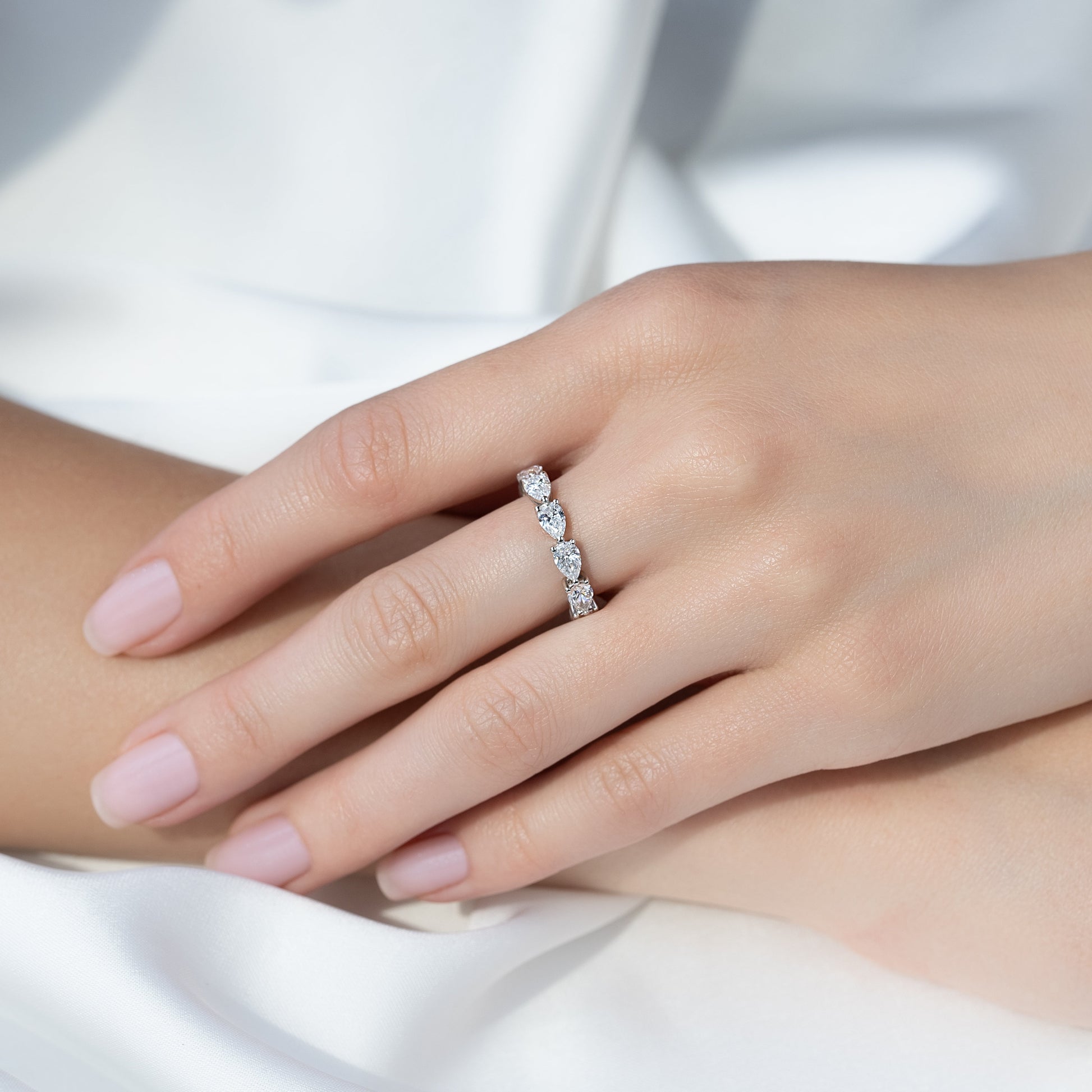 3ct Sophia Pear Cut Moissanite Ring - Silver