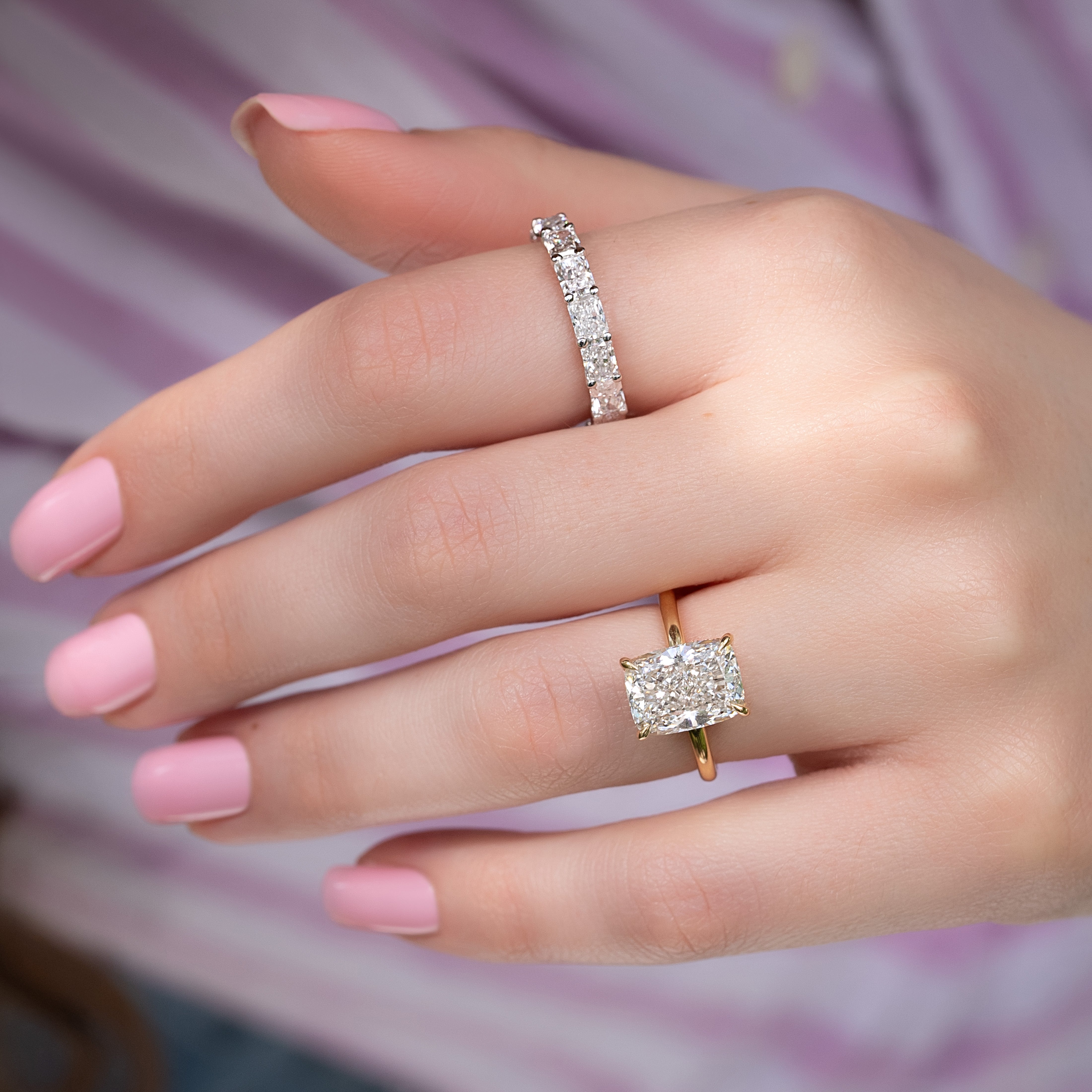 4ct Hermia Radiant Cut Moissanite Ring - Silver