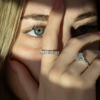 4.3ct Briona Radiant Cut Moissanite Ring - Silver