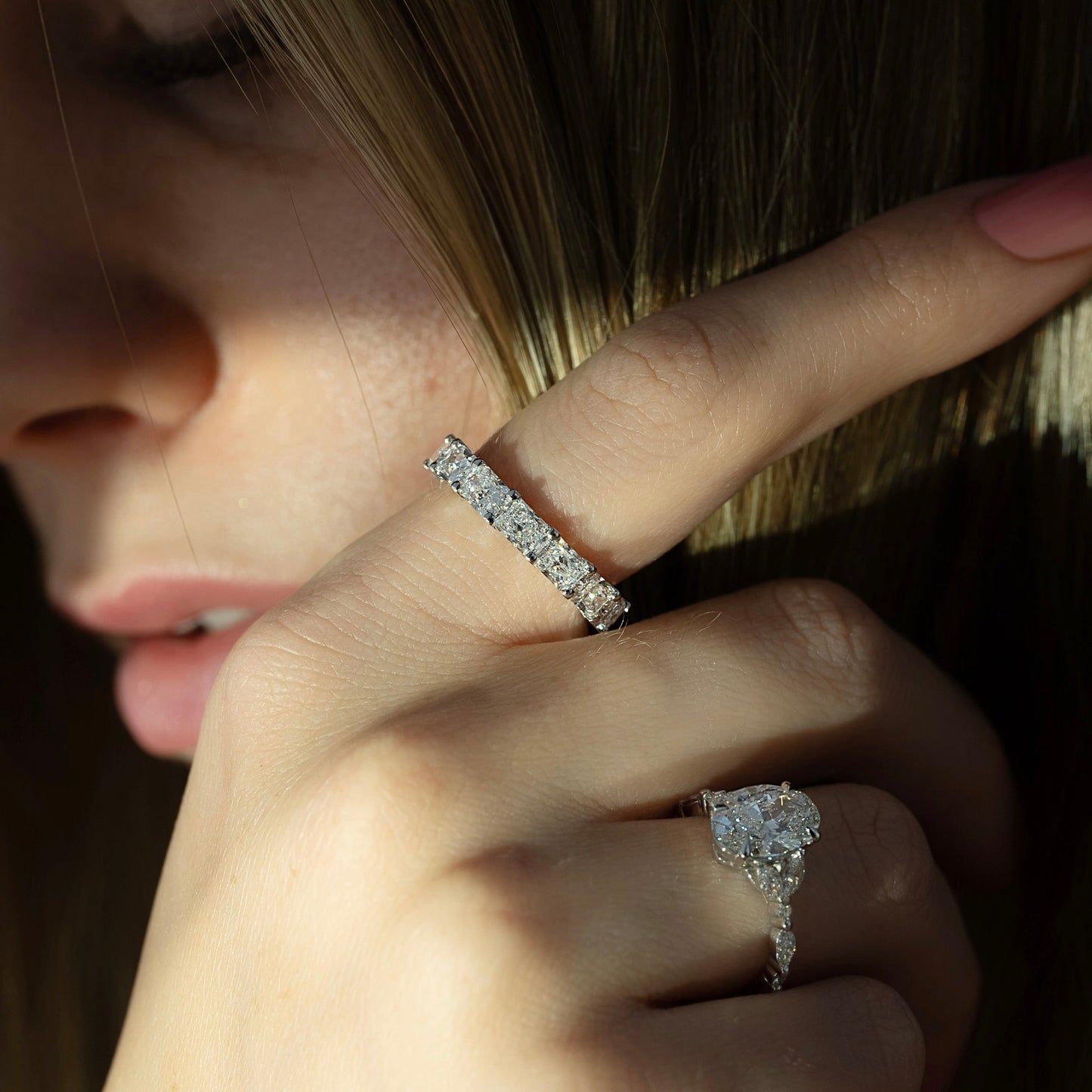 4.3ct Briona Radiant Cut Moissanite Ring - Silver